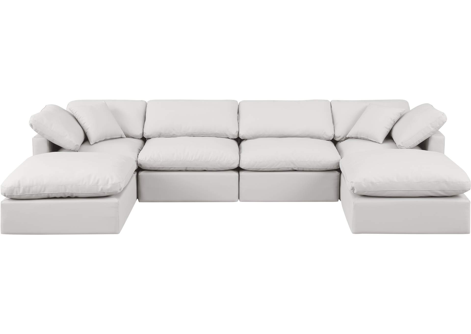 Indulge Cream Faux Leather Modular Sectional,Meridian Furniture