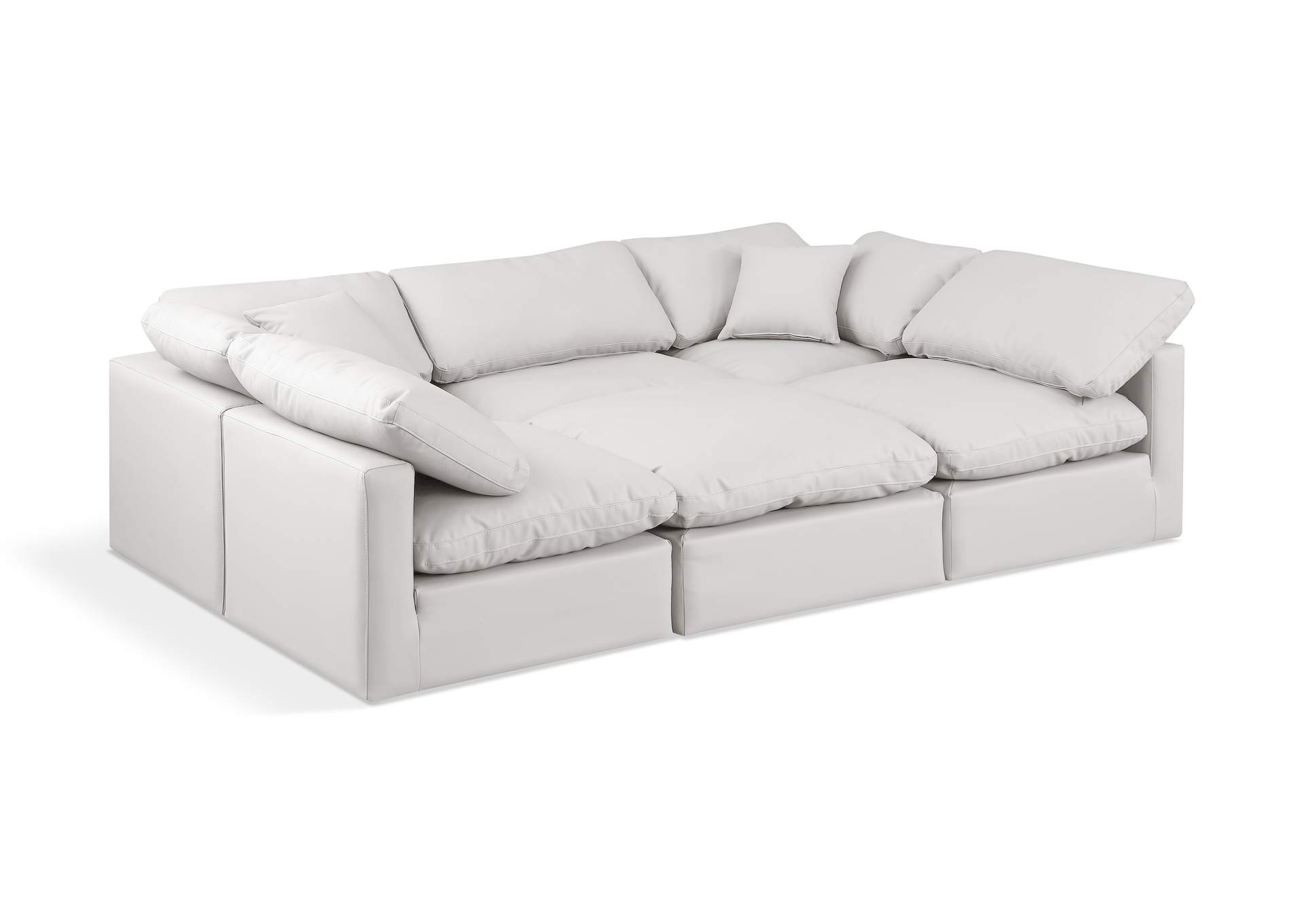 Indulge Cream Faux Leather Modular Sectional,Meridian Furniture