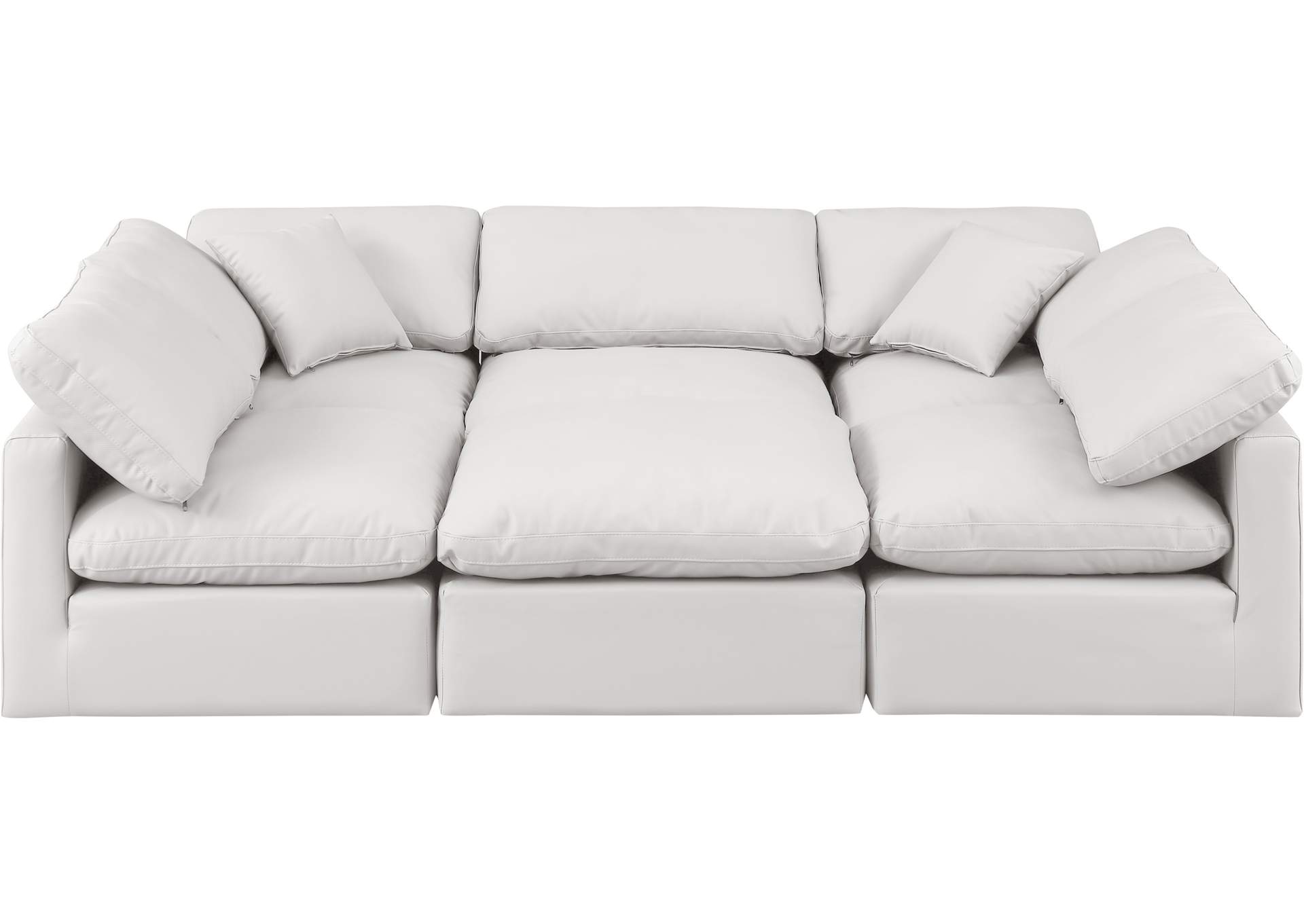 Indulge Cream Faux Leather Modular Sectional,Meridian Furniture