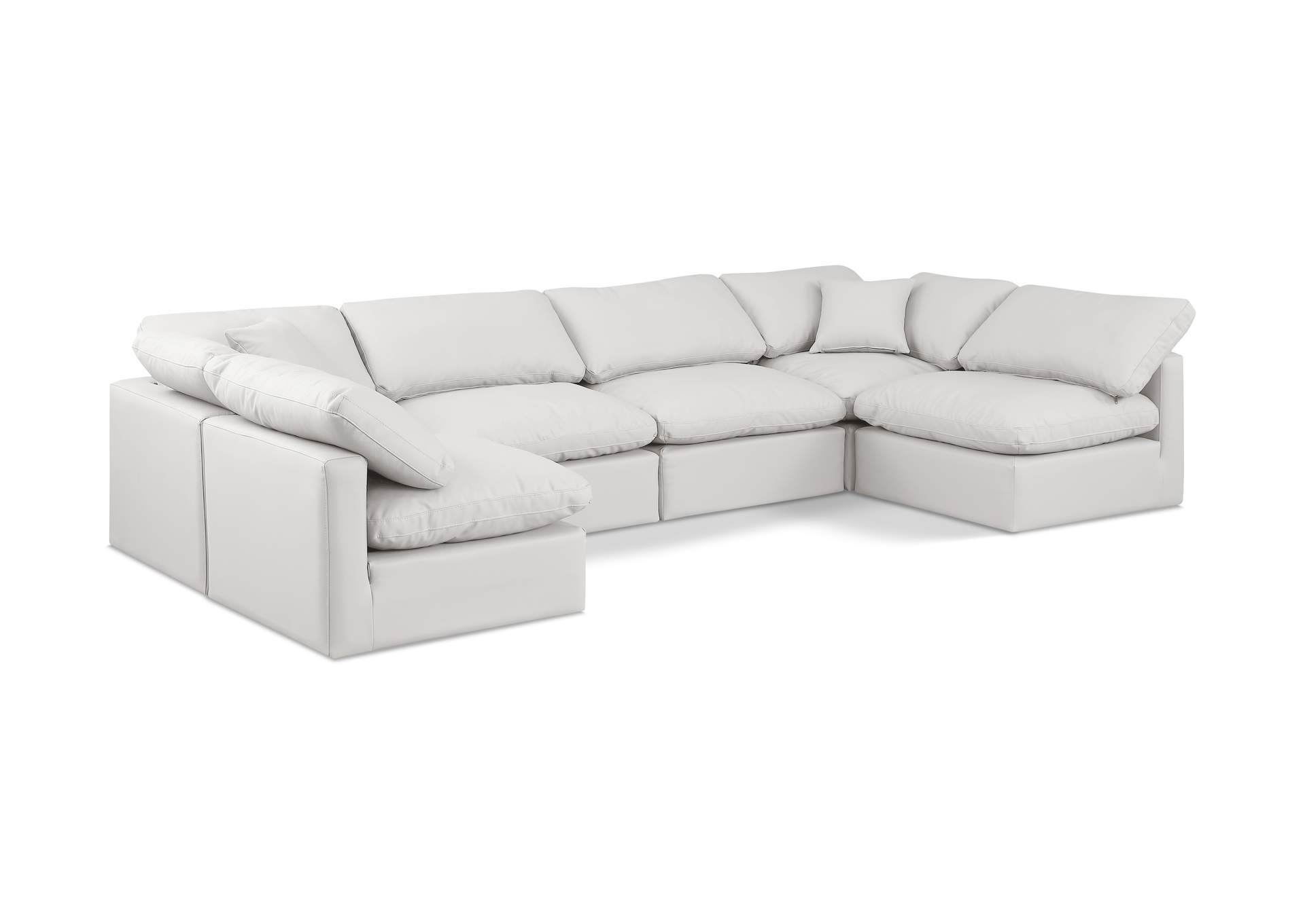 Indulge Cream Faux Leather Modular Sectional,Meridian Furniture