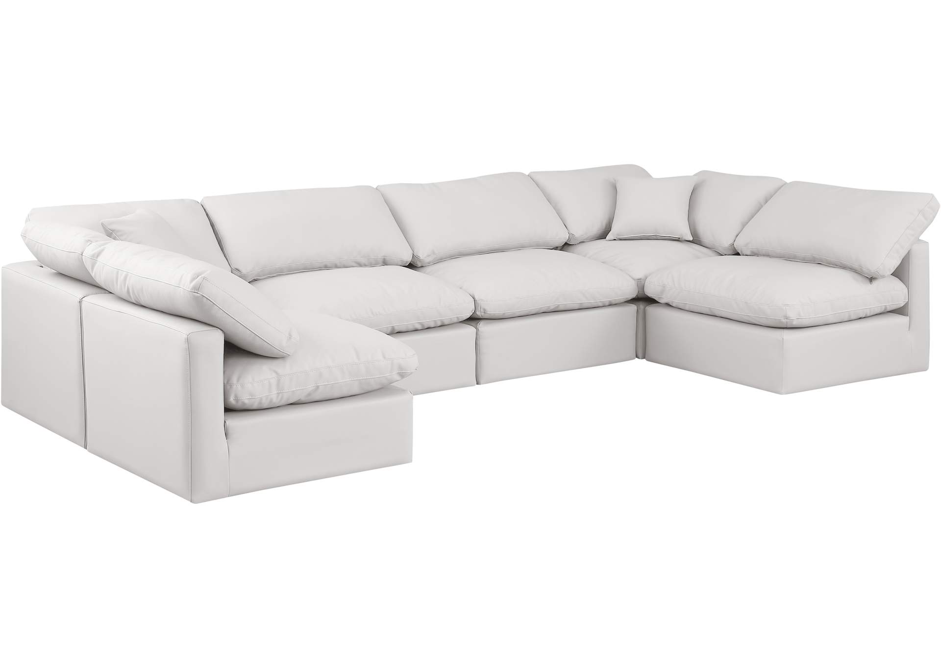 Indulge Cream Faux Leather Modular Sectional,Meridian Furniture