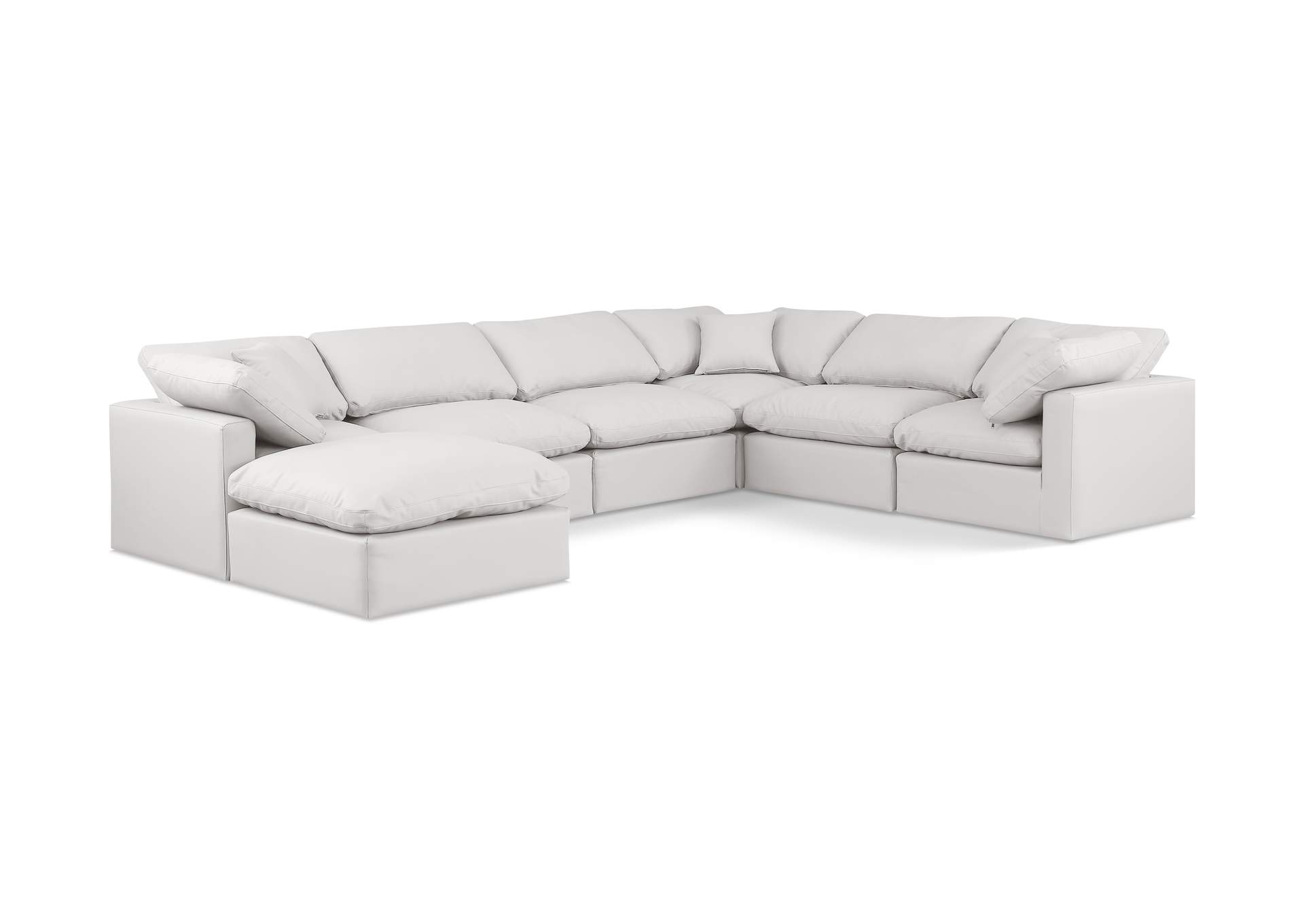 Indulge Cream Faux Leather Modular Sectional,Meridian Furniture