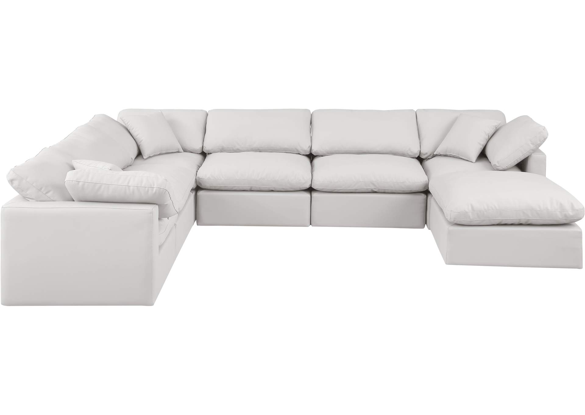 Indulge Cream Faux Leather Modular Sectional,Meridian Furniture