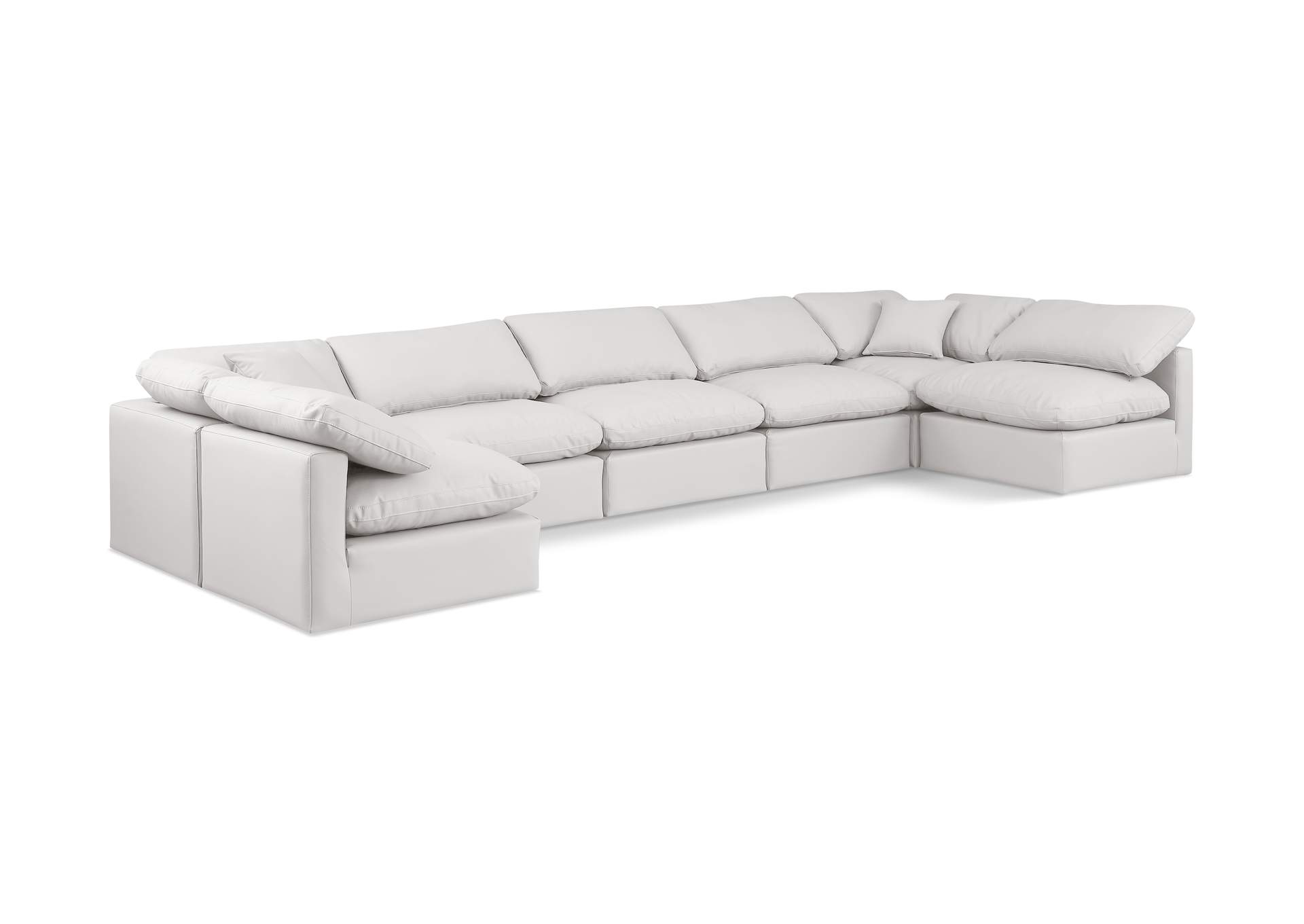 Indulge Cream Faux Leather Modular Sectional,Meridian Furniture