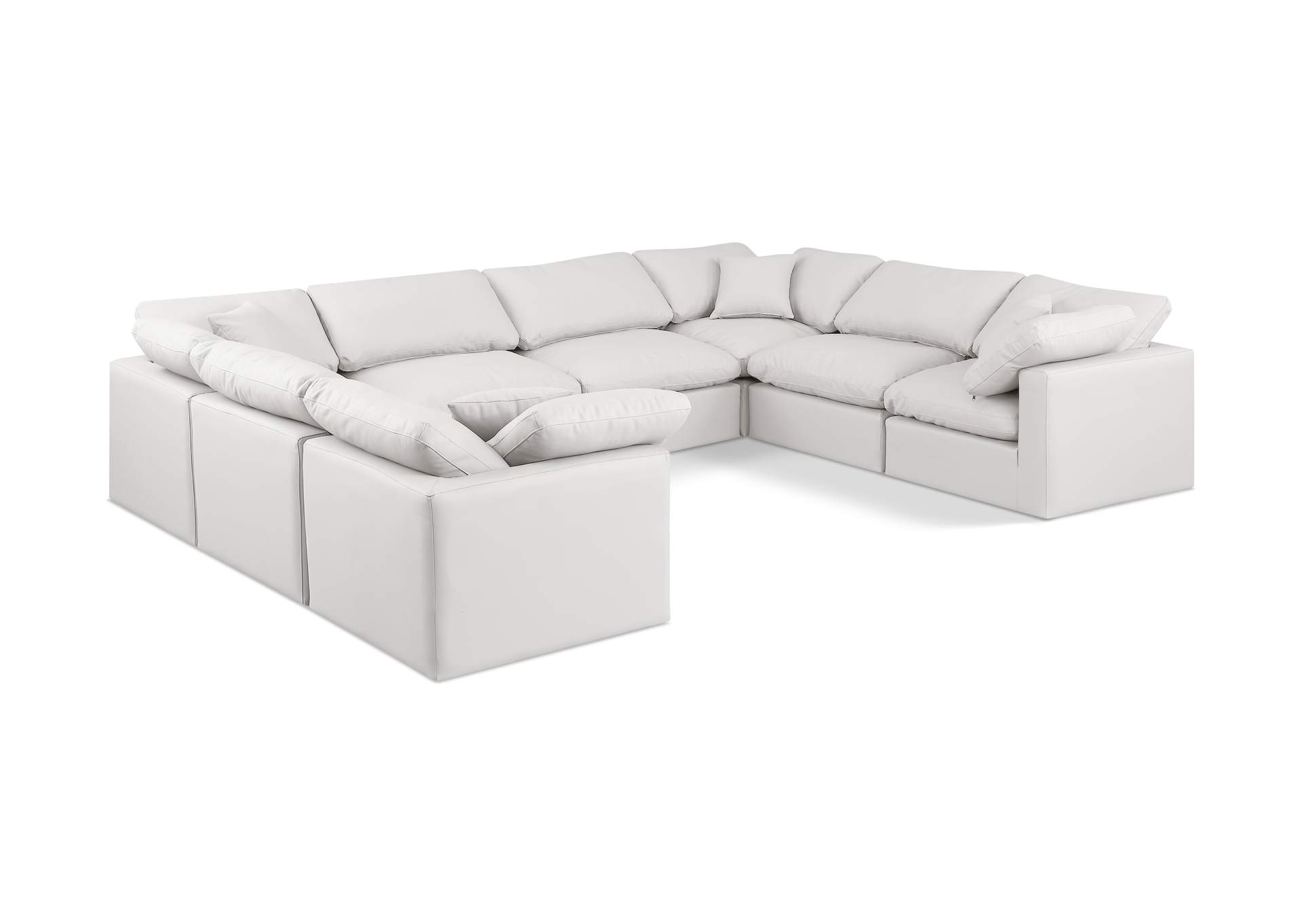 Indulge Cream Faux Leather Modular Sectional,Meridian Furniture