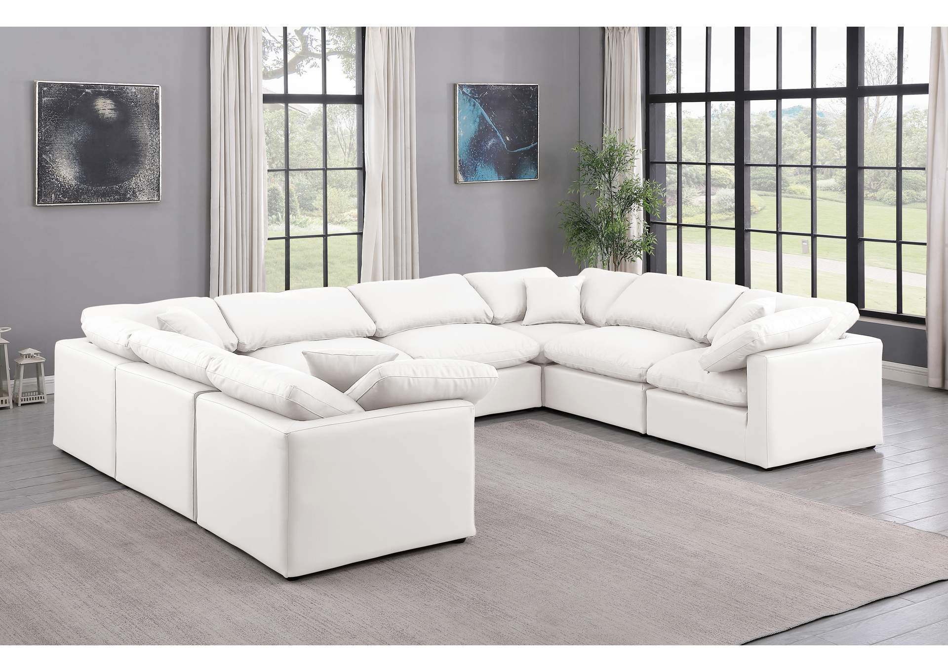 Indulge Cream Faux Leather Modular Sectional,Meridian Furniture