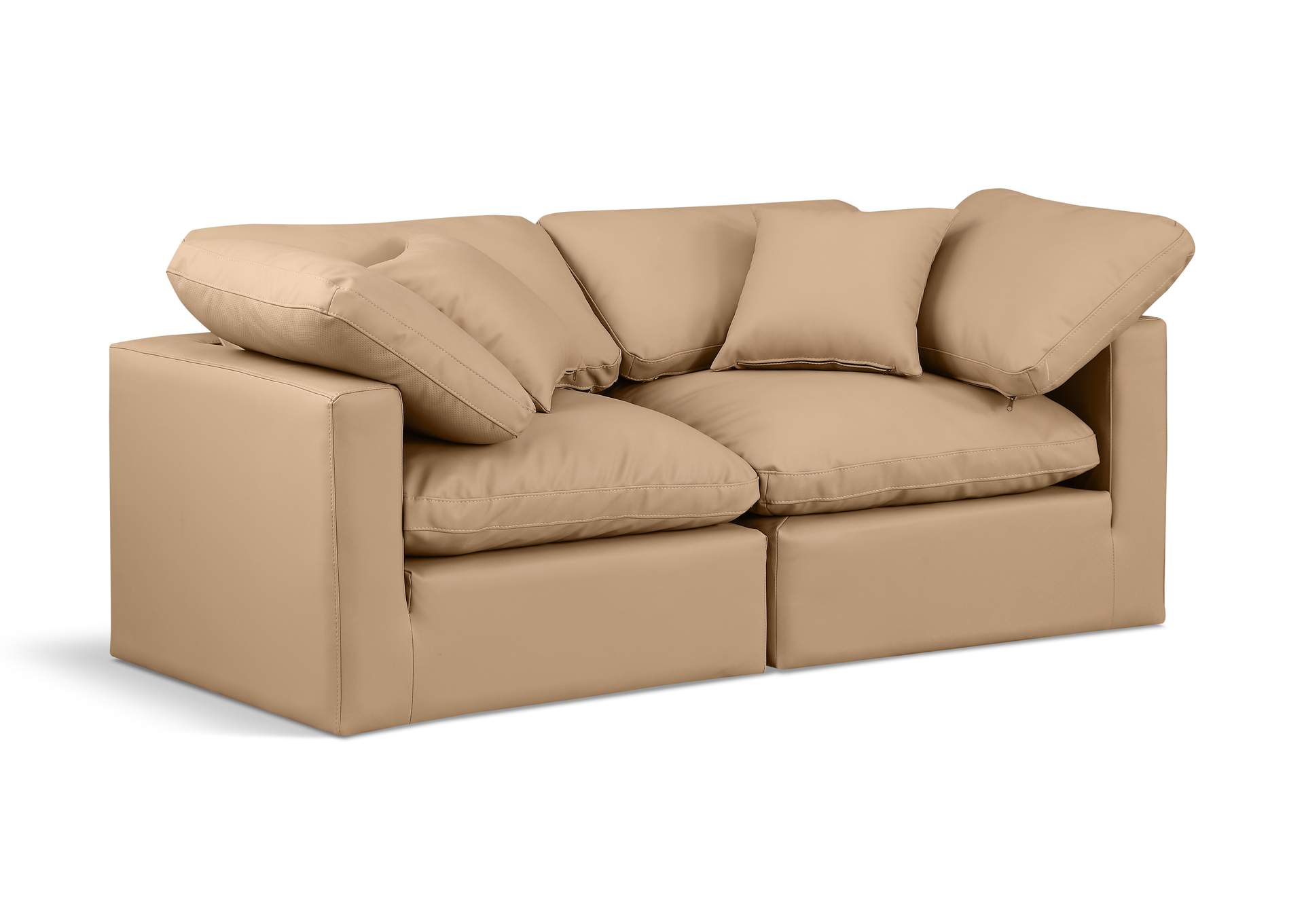 Indulge Tan Faux Leather Modular Sofa,Meridian Furniture
