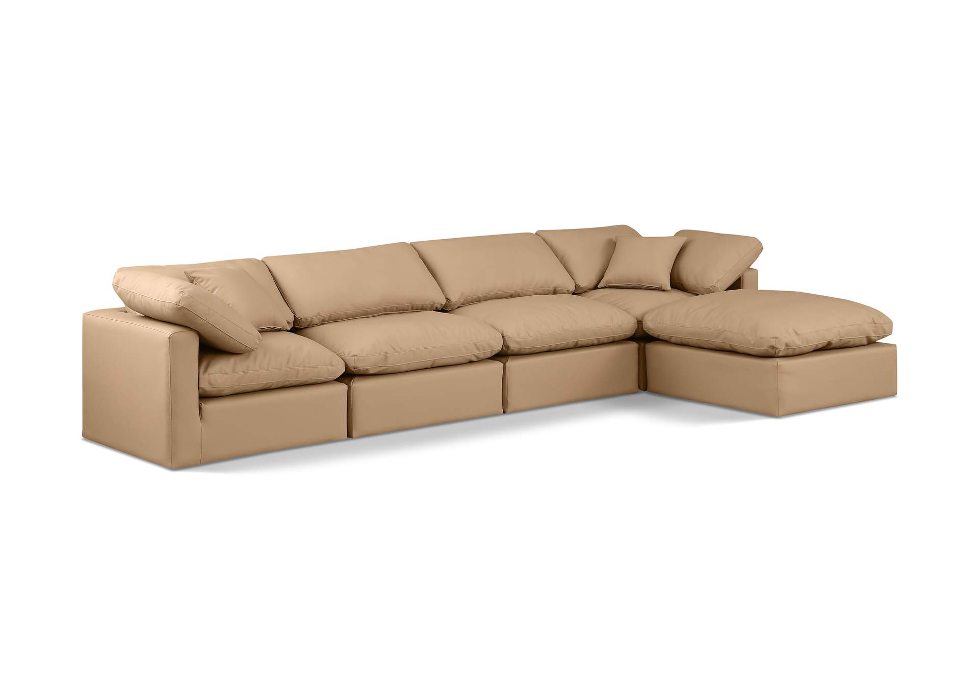 Indulge Tan Faux Leather Modular Sectional,Meridian Furniture
