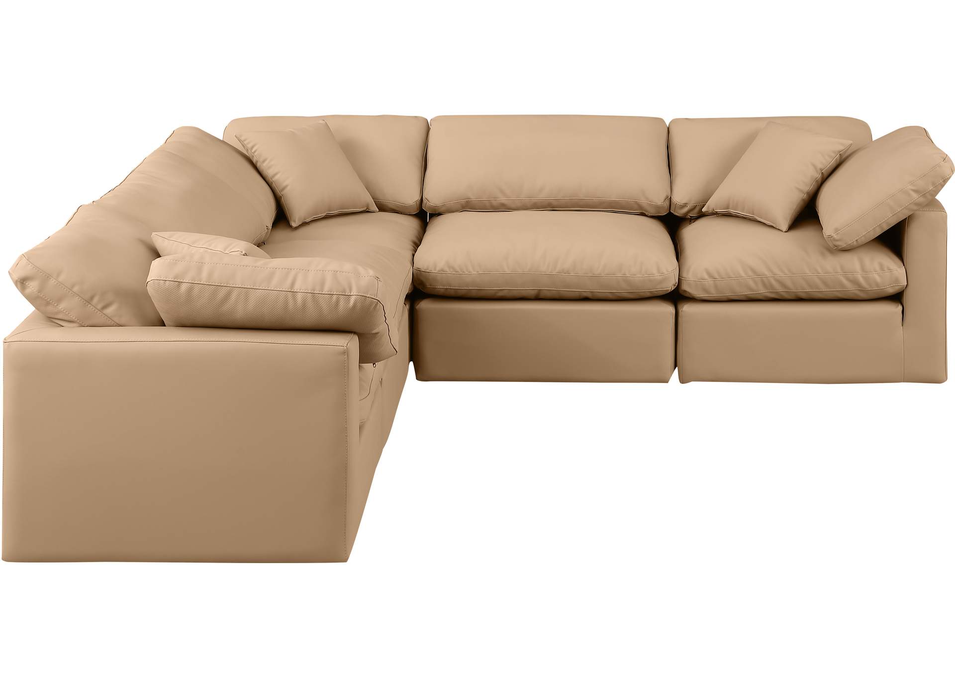 Indulge Tan Faux Leather Modular Sectional,Meridian Furniture