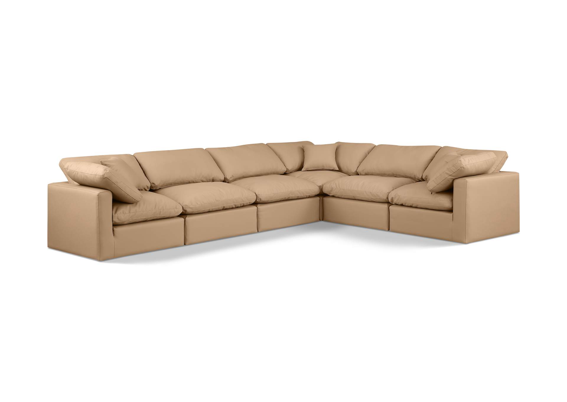 Indulge Tan Faux Leather Modular Sectional,Meridian Furniture