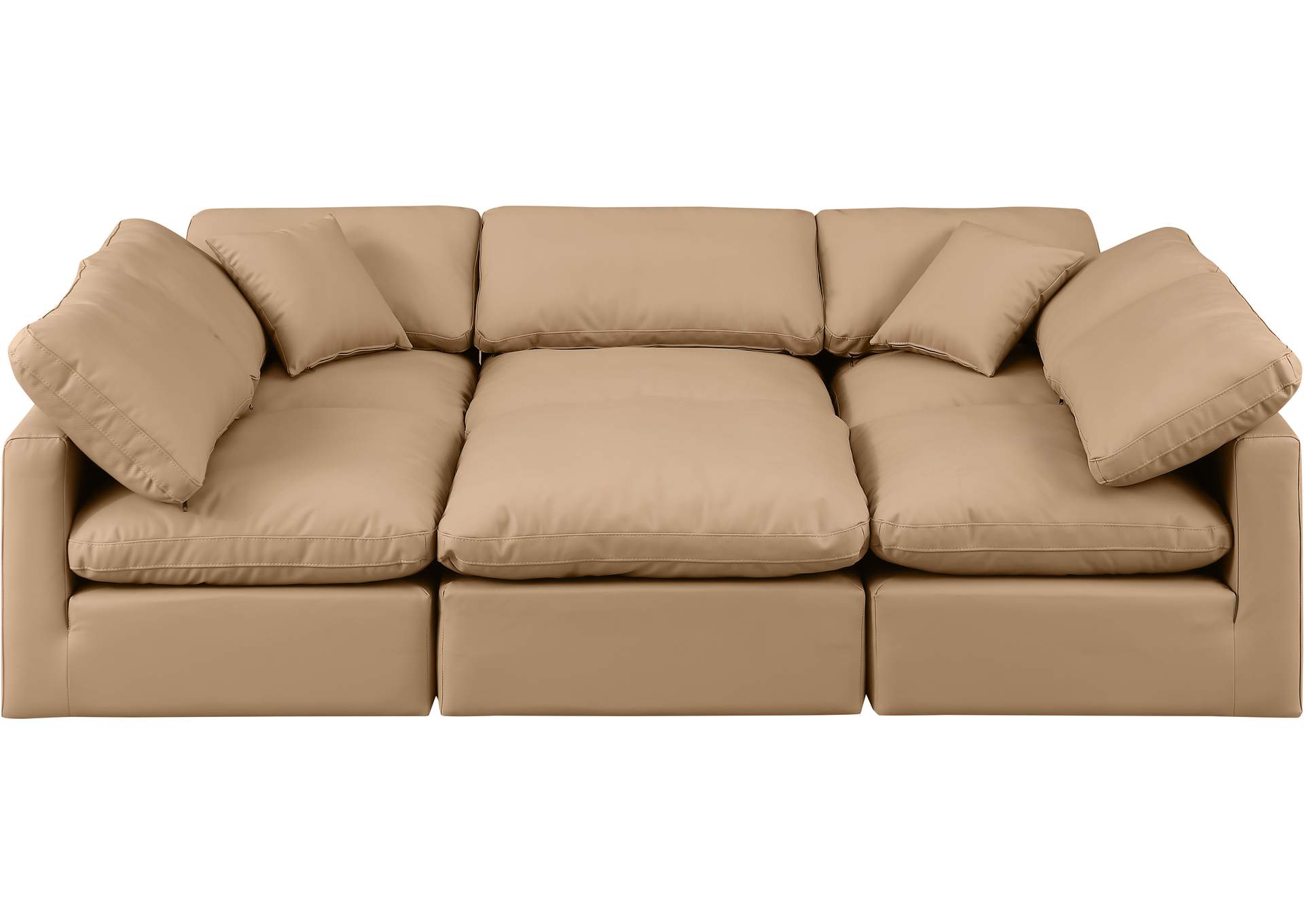 Indulge Tan Faux Leather Modular Sectional,Meridian Furniture