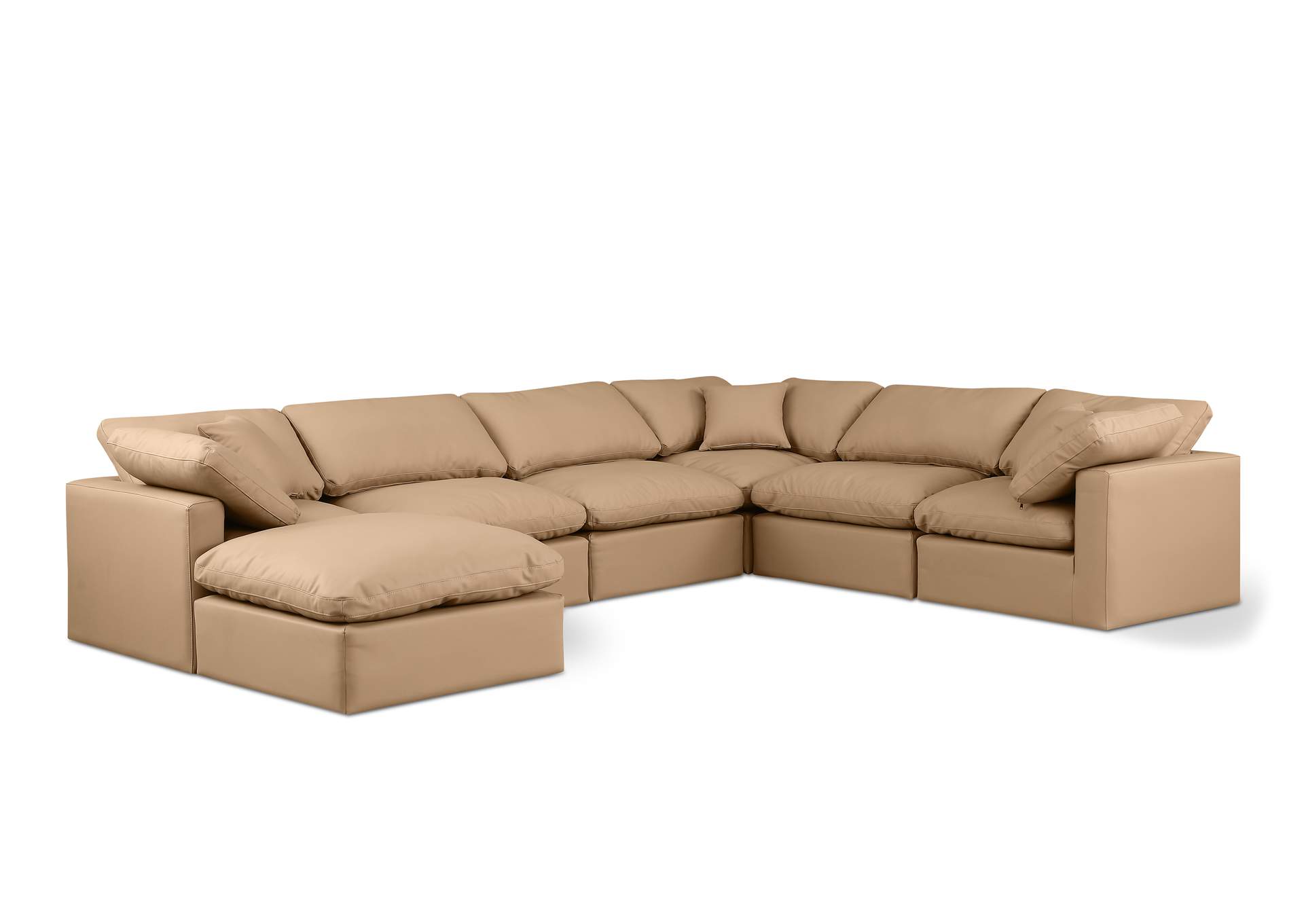 Indulge Tan Faux Leather Modular Sectional,Meridian Furniture