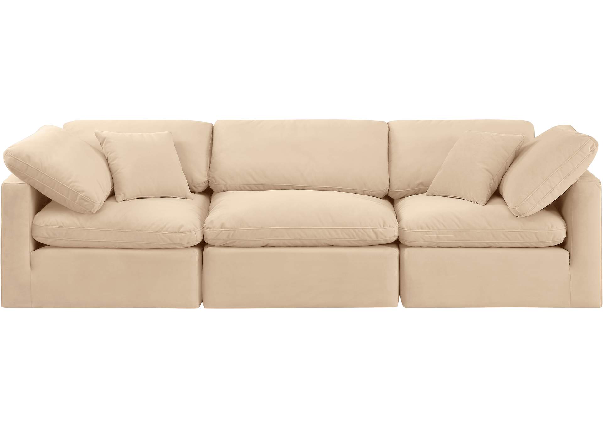 Indulge Beige Velvet Modular Sofa,Meridian Furniture