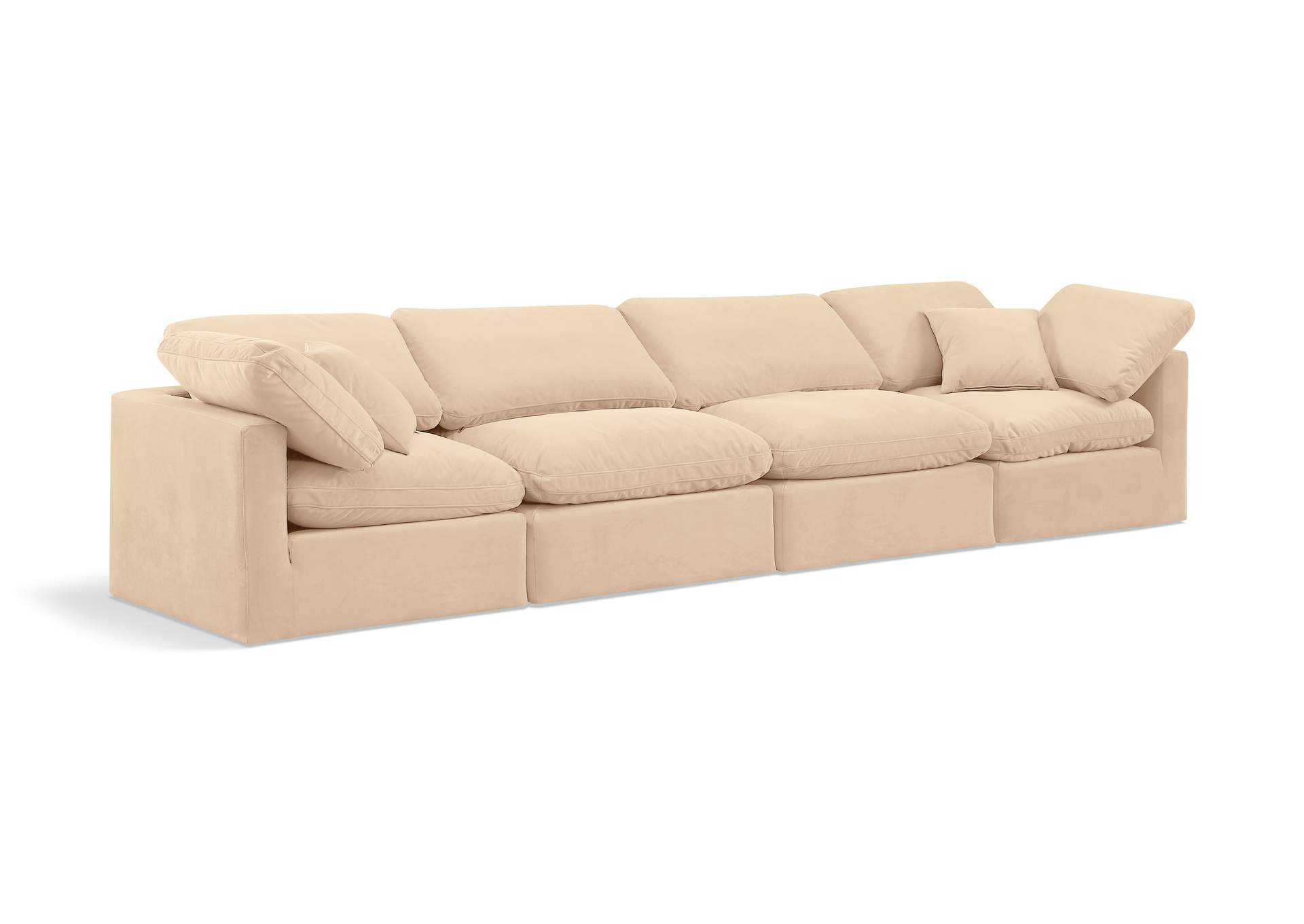 Indulge Beige Velvet Modular Sofa,Meridian Furniture