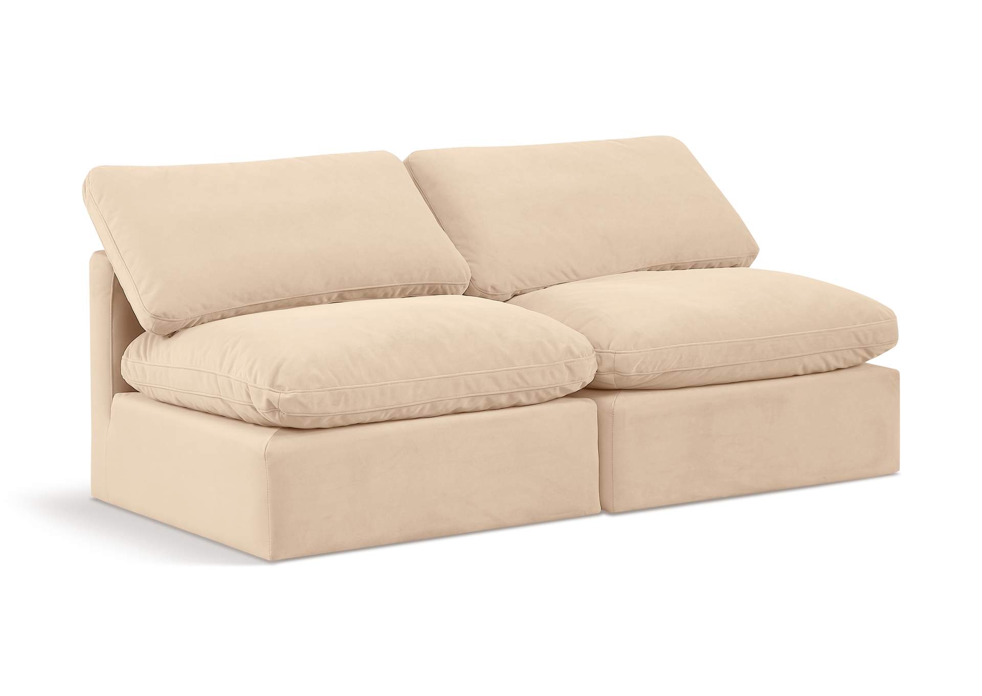 Indulge Beige Velvet Modular Sofa,Meridian Furniture