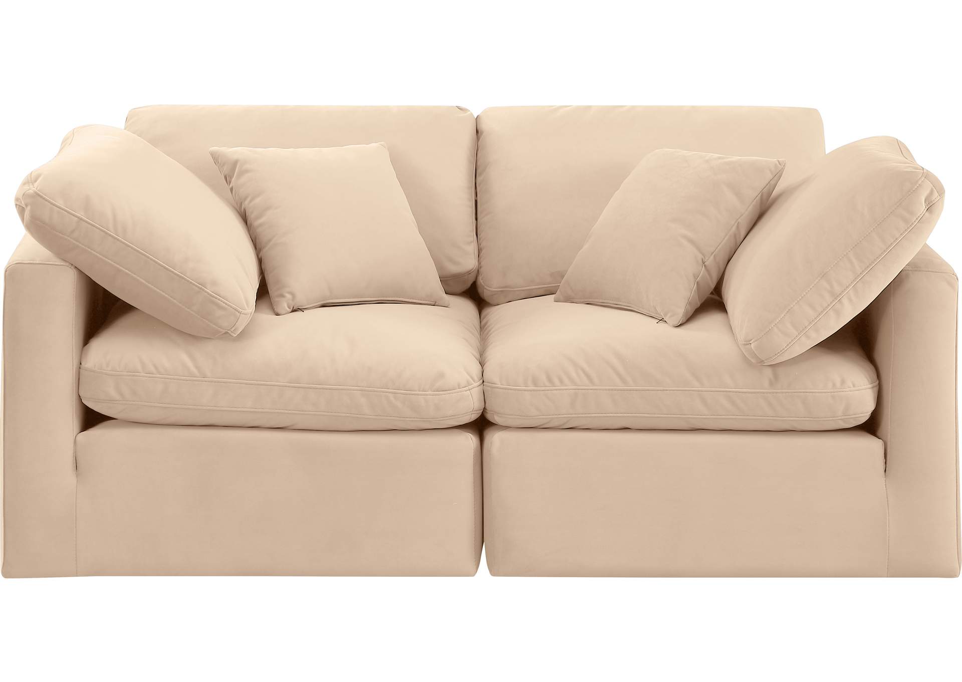 Indulge Beige Velvet Modular Sofa,Meridian Furniture