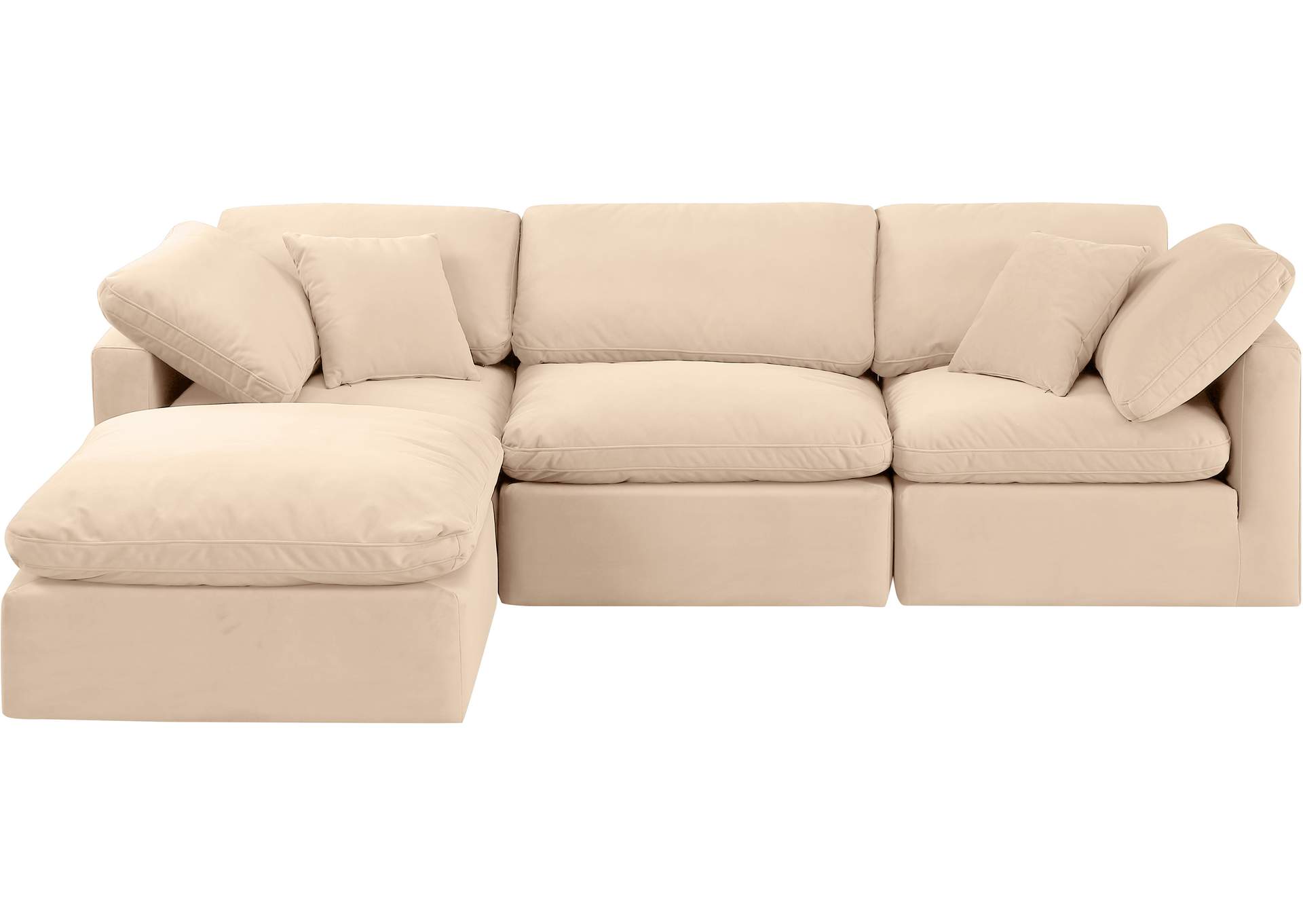 Indulge Beige Velvet Modular Sectional,Meridian Furniture