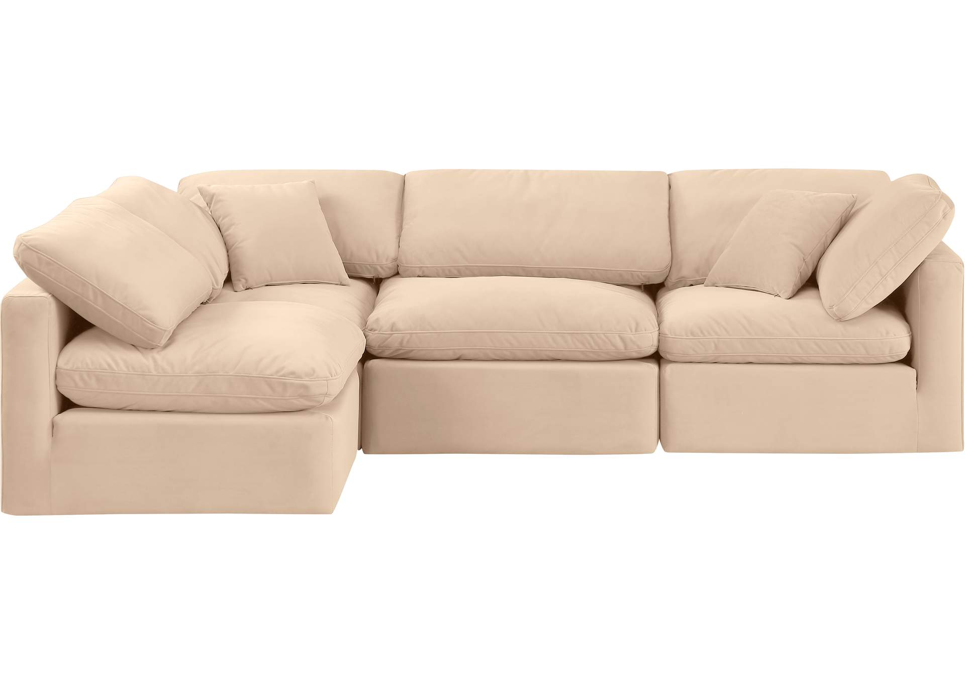 Indulge Beige Velvet Modular Sectional,Meridian Furniture