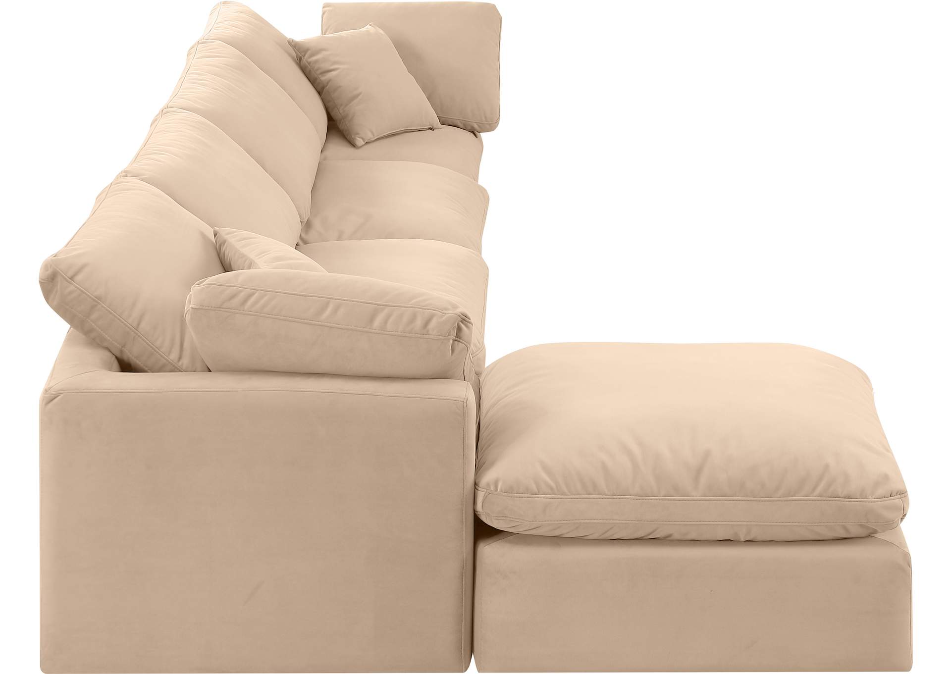 Indulge Beige Velvet Modular Sectional,Meridian Furniture