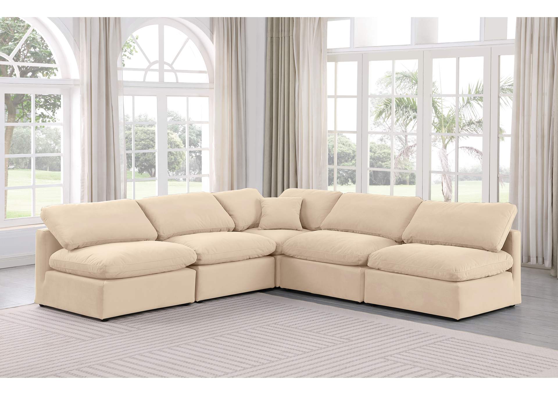 Indulge Beige Velvet Modular Sectional,Meridian Furniture