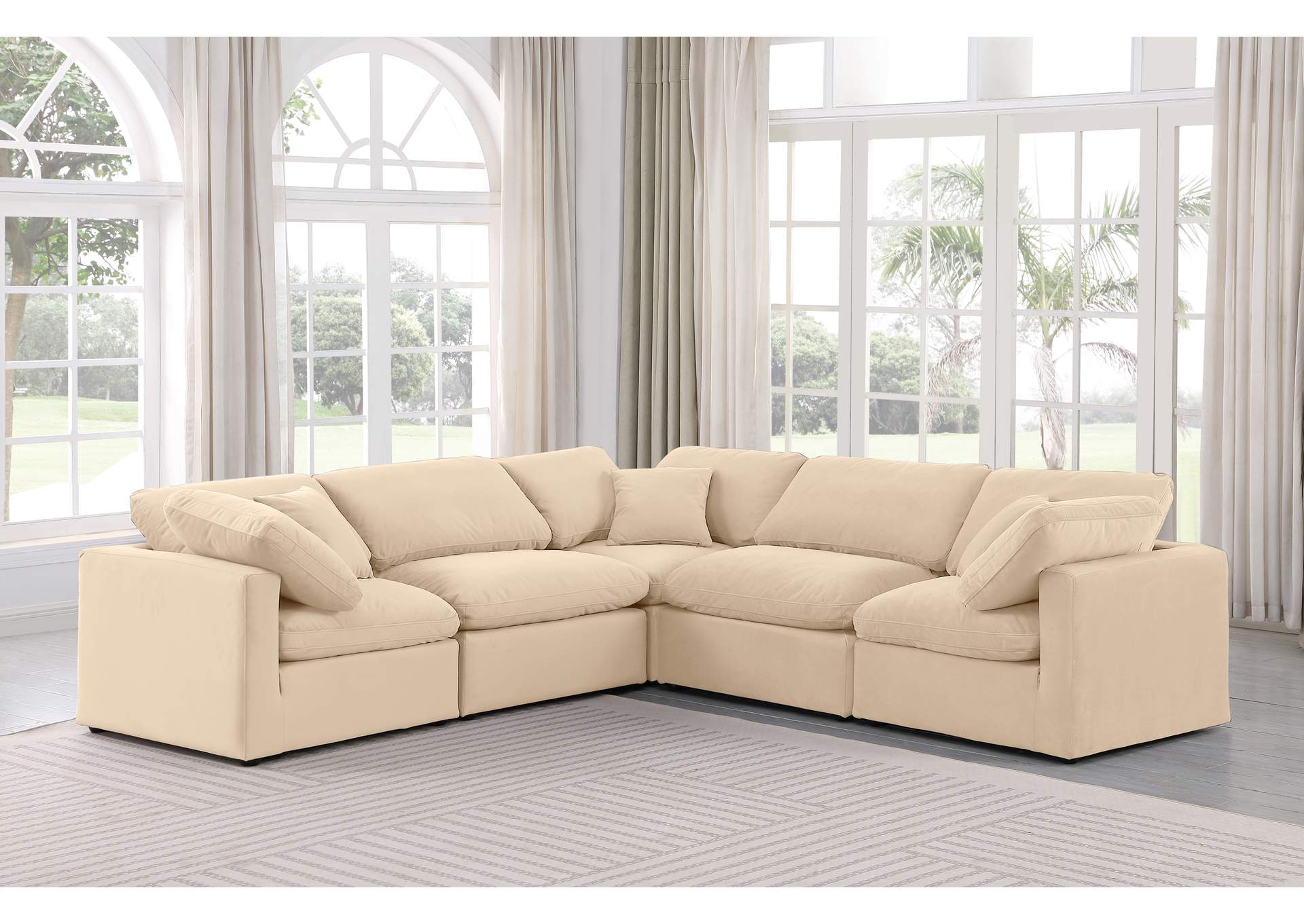 Indulge Beige Velvet Modular Sectional,Meridian Furniture