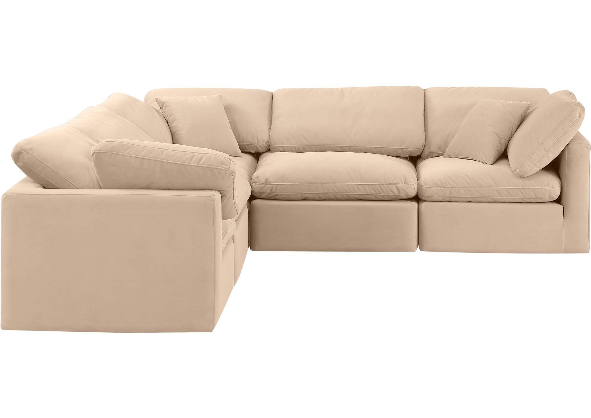 Indulge Beige Velvet Modular Sectional,Meridian Furniture