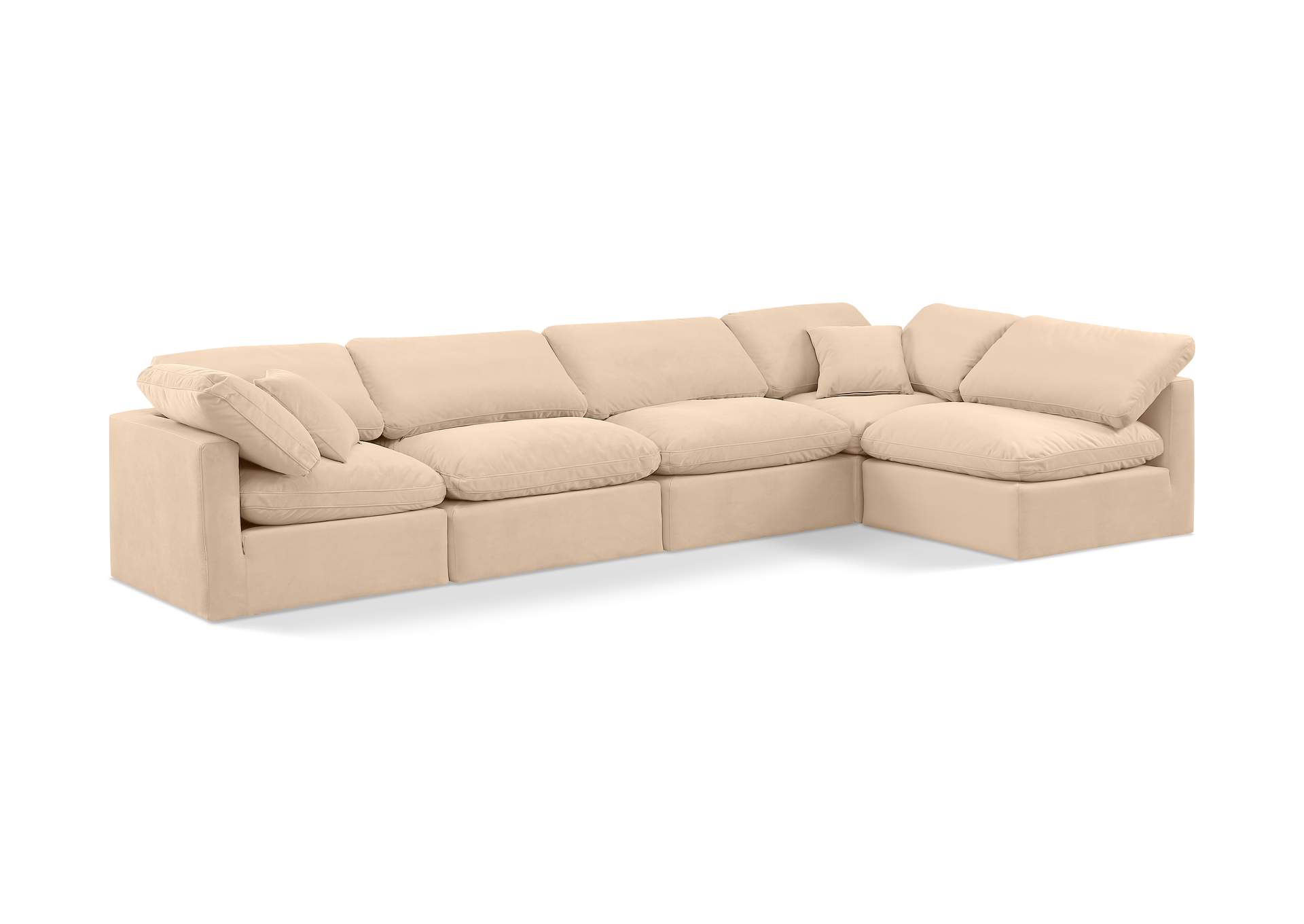 Indulge Beige Velvet Modular Sectional,Meridian Furniture