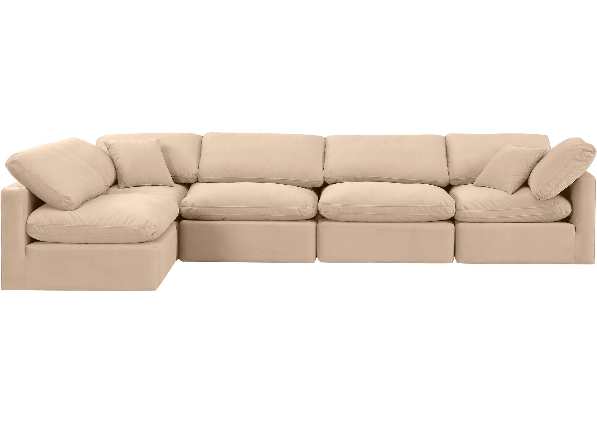 Indulge Beige Velvet Modular Sectional,Meridian Furniture