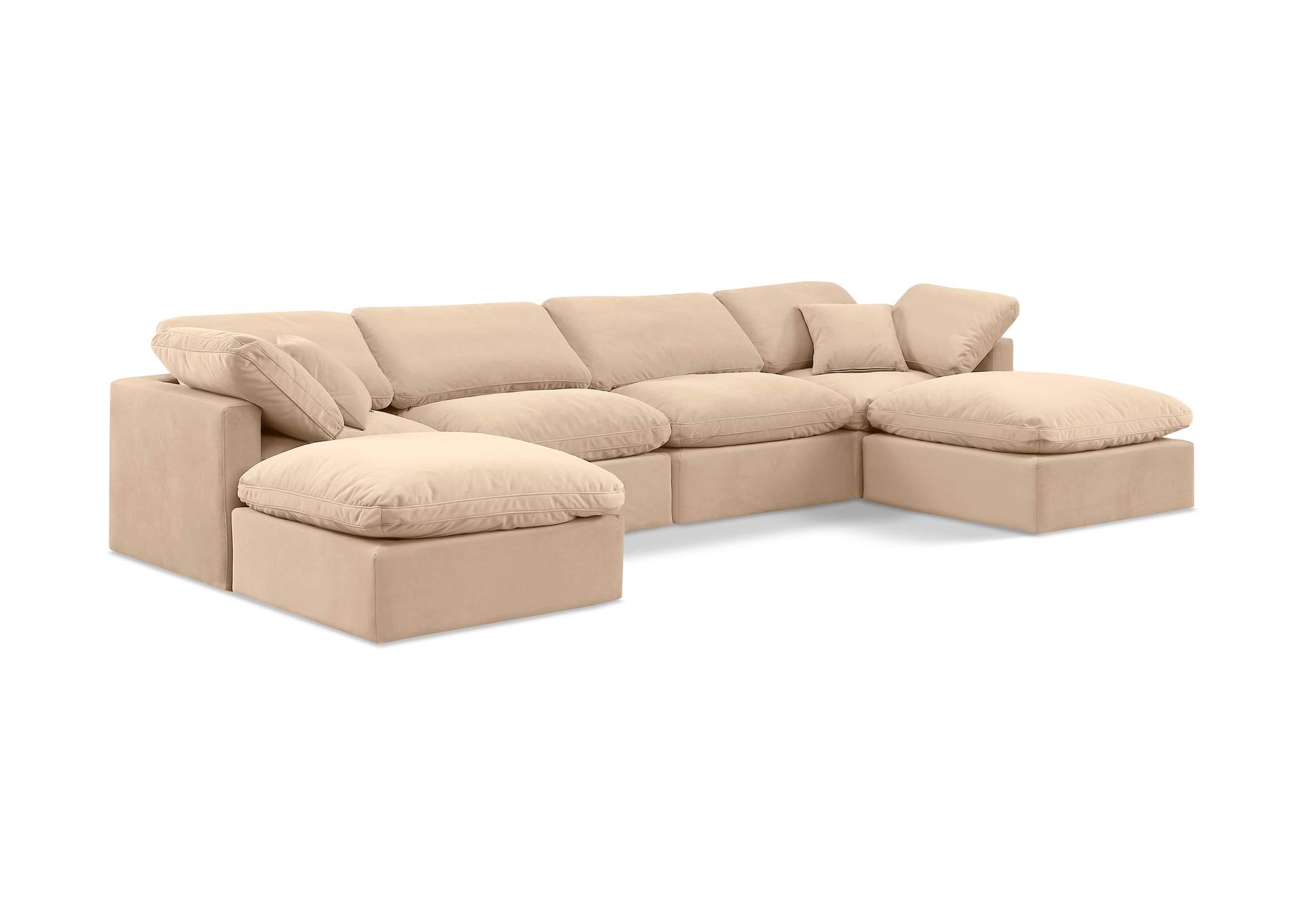 Indulge Beige Velvet Modular Sectional,Meridian Furniture
