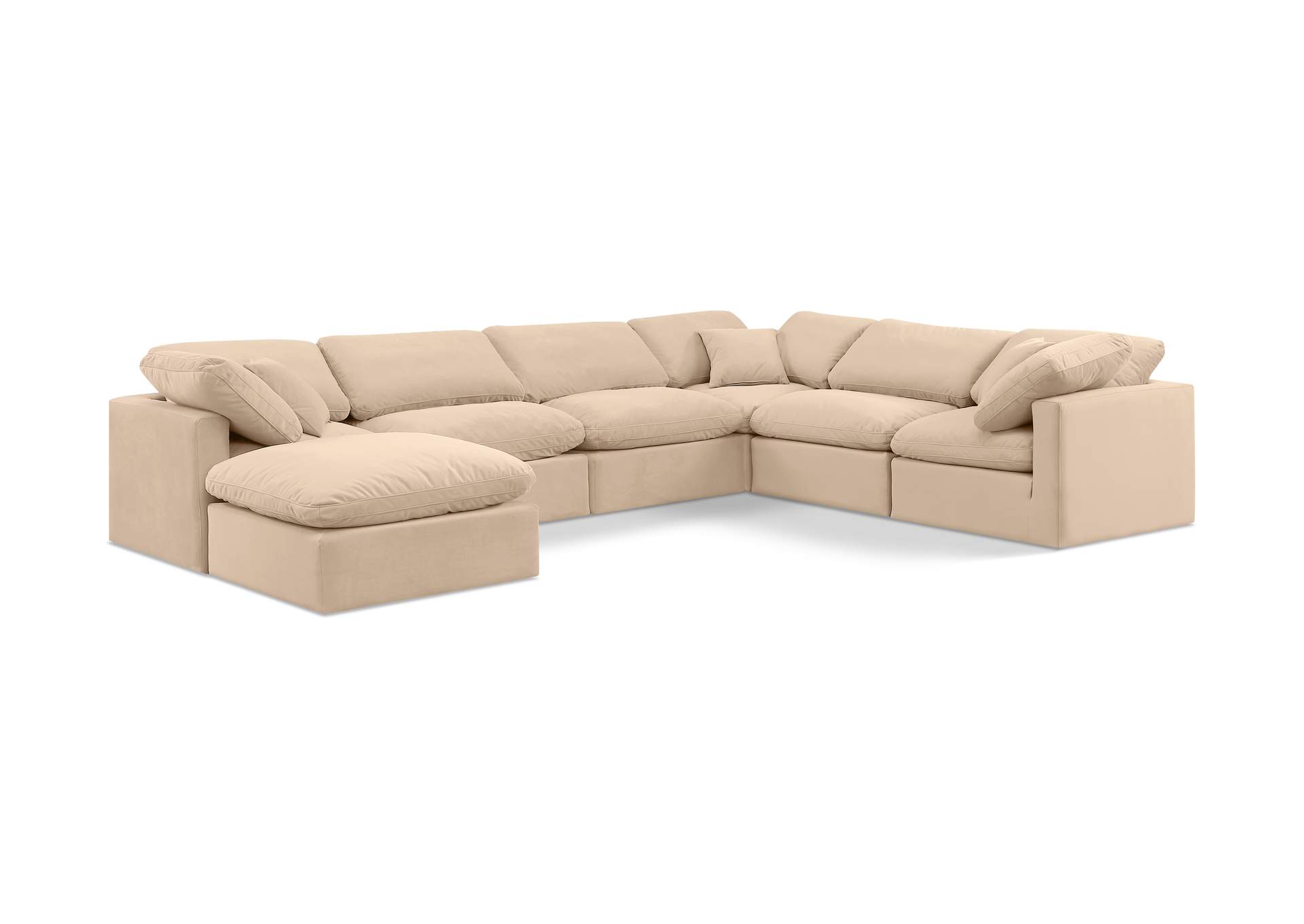 Indulge Beige Velvet Modular Sectional,Meridian Furniture
