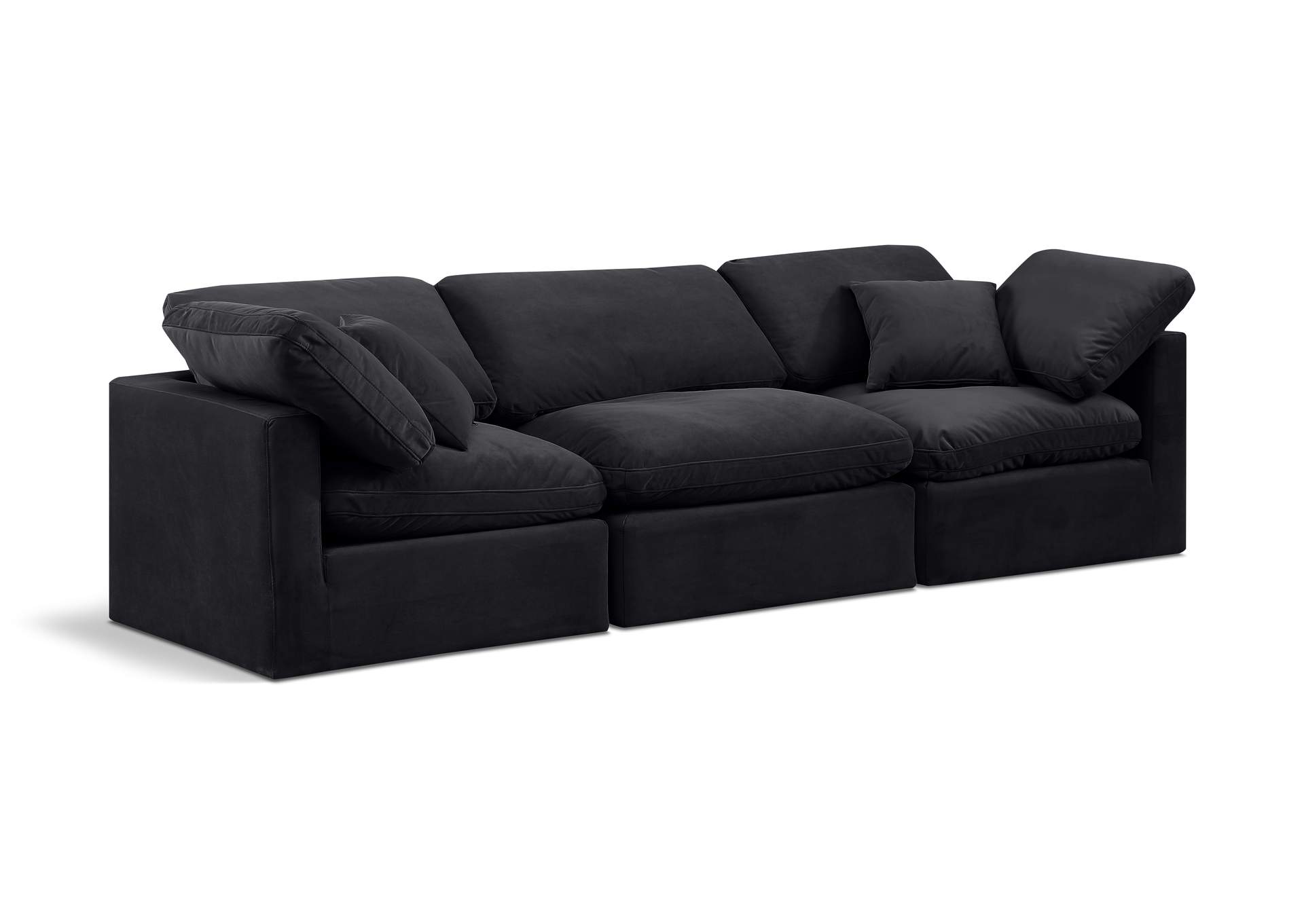 Indulge Black Velvet Modular Sofa,Meridian Furniture