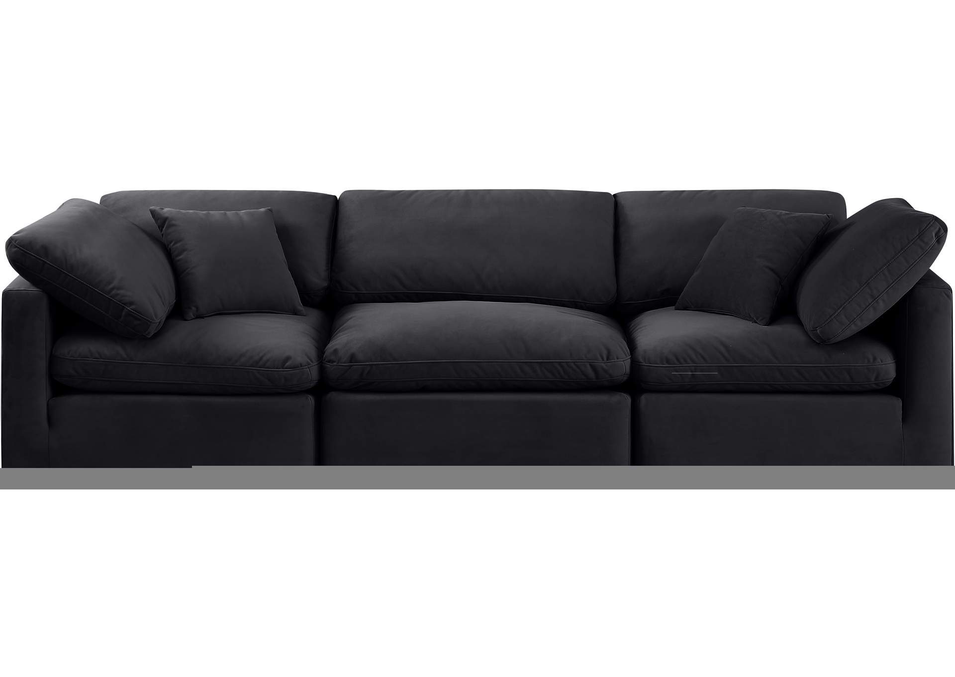 Indulge Black Velvet Modular Sofa,Meridian Furniture