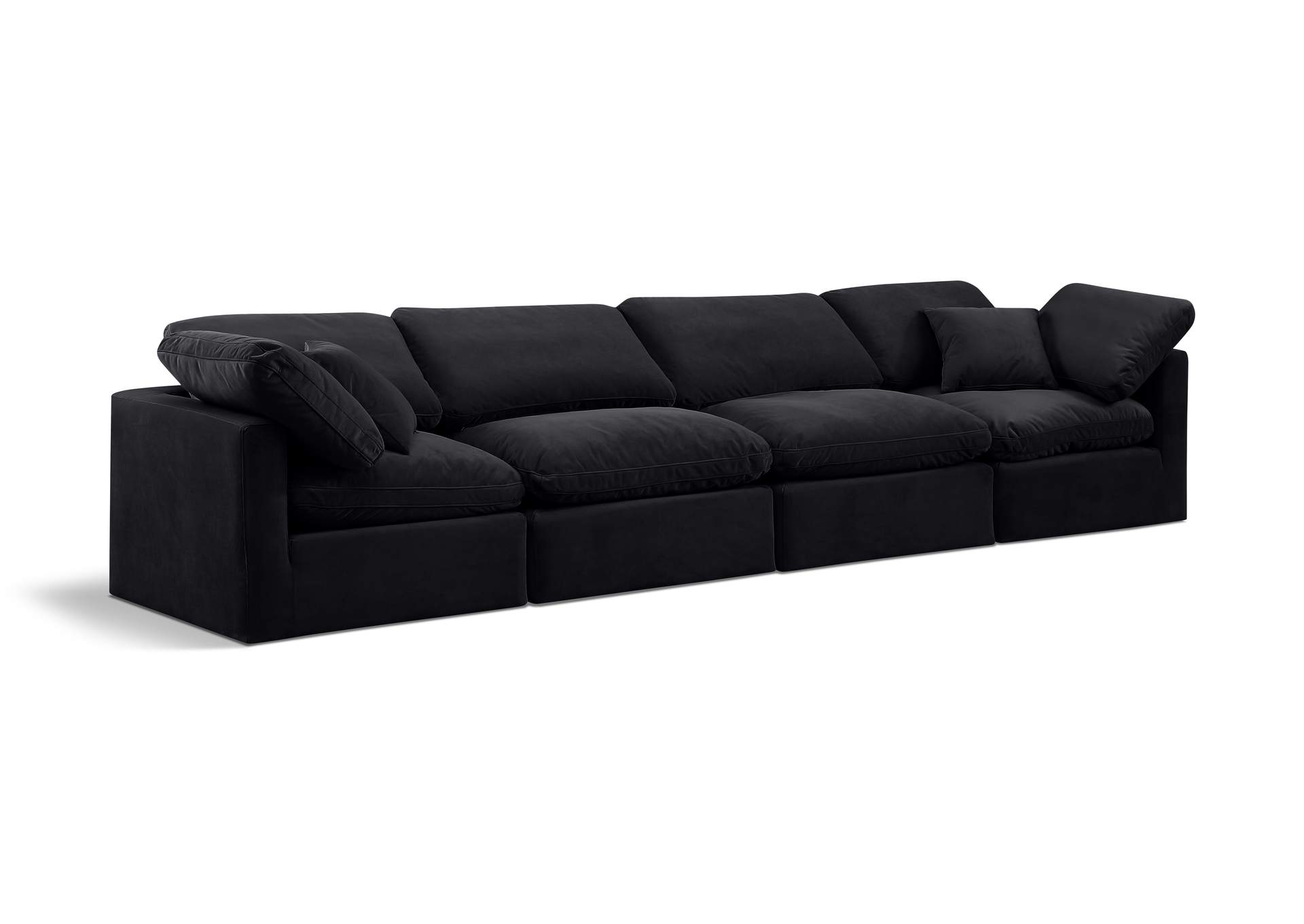 Indulge Black Velvet Modular Sofa,Meridian Furniture
