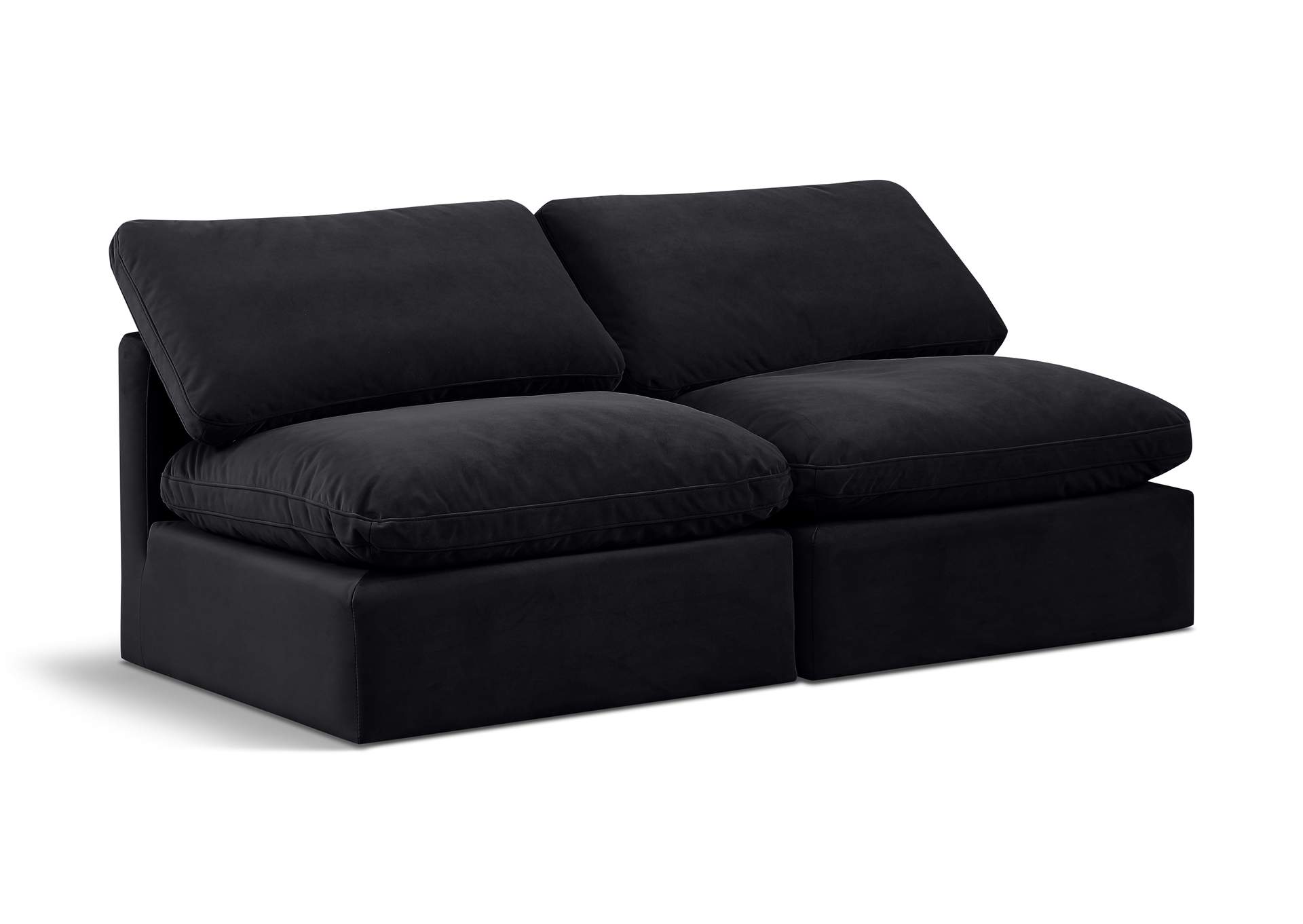 Indulge Black Velvet Modular Sofa,Meridian Furniture