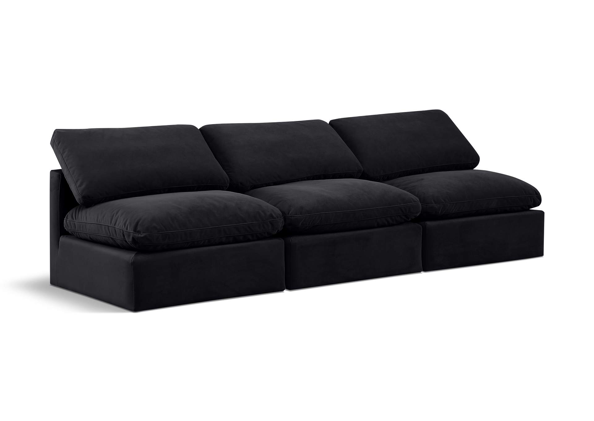 Indulge Black Velvet Modular Sofa,Meridian Furniture