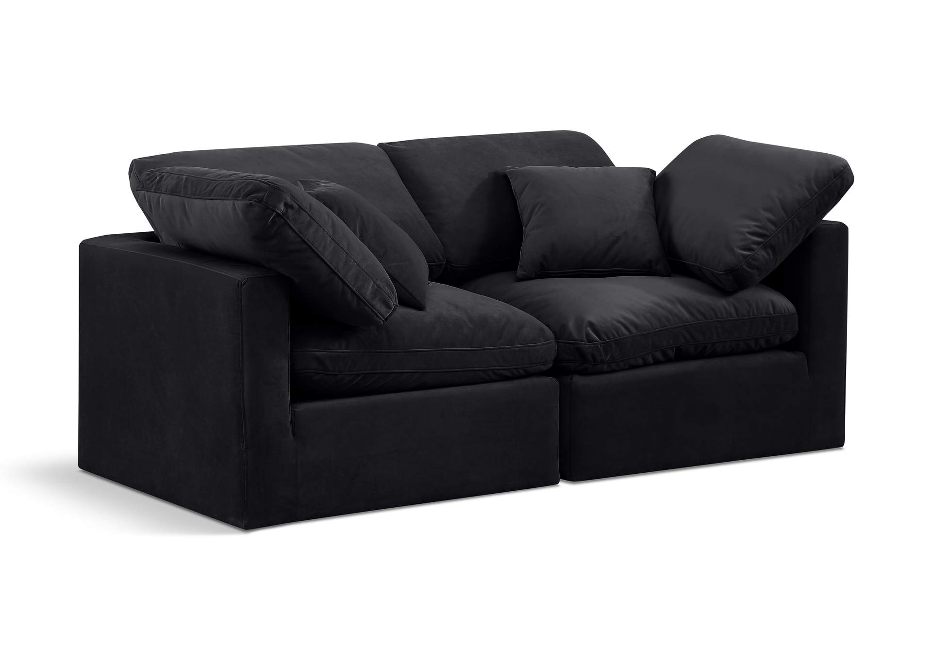 Indulge Black Velvet Modular Sofa,Meridian Furniture