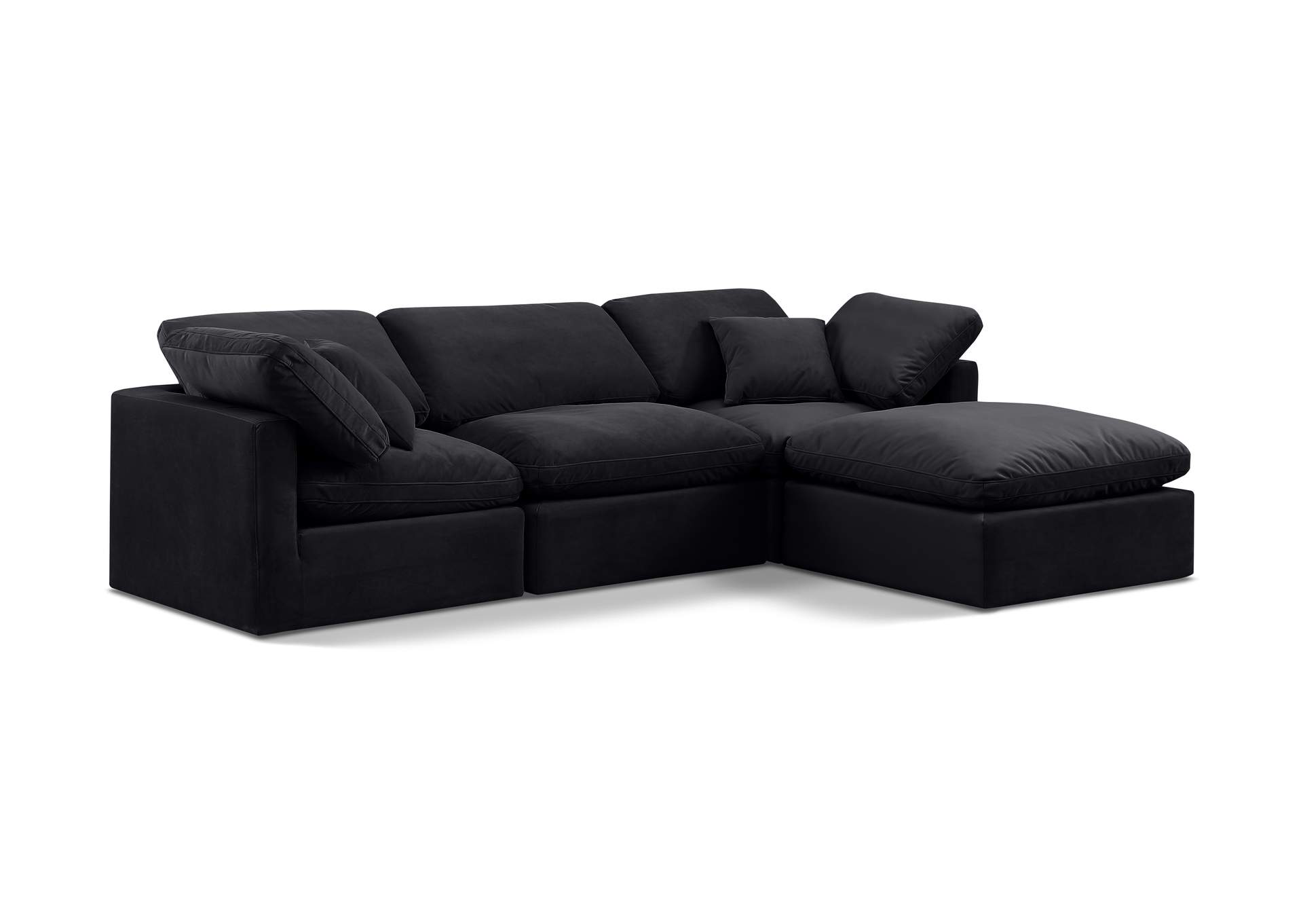 Indulge Black Velvet Modular Sectional,Meridian Furniture