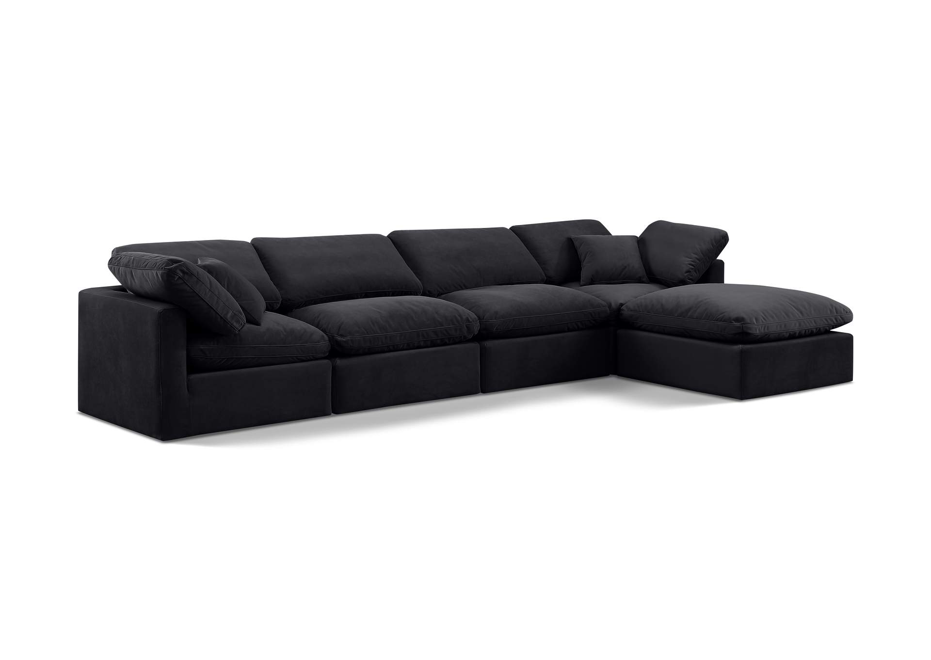 Indulge Black Velvet Modular Sectional,Meridian Furniture