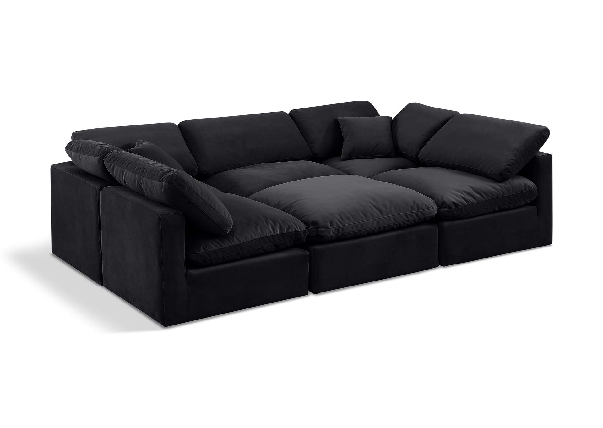 Indulge Black Velvet Modular Sectional,Meridian Furniture