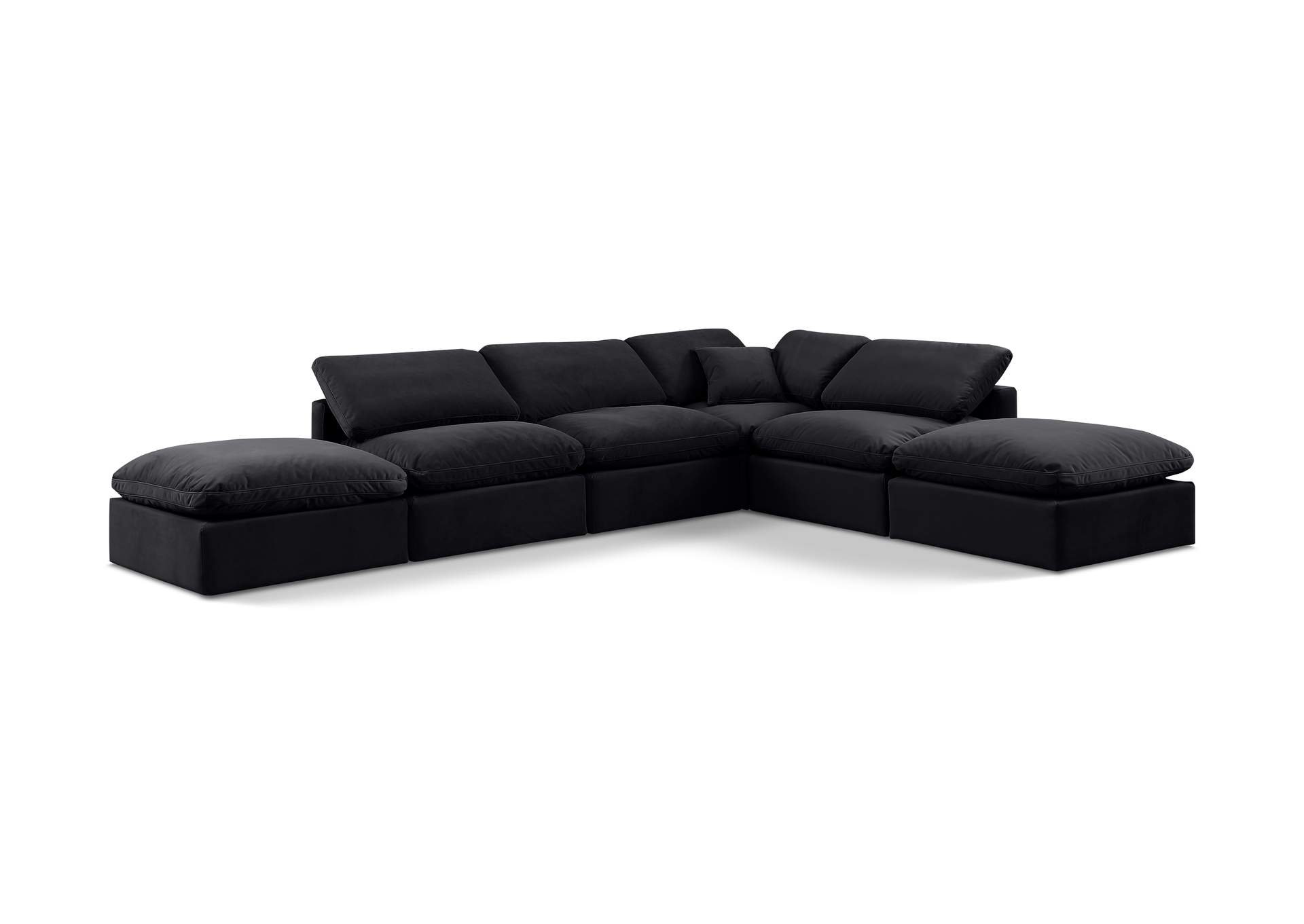 Indulge Black Velvet Modular Sectional,Meridian Furniture