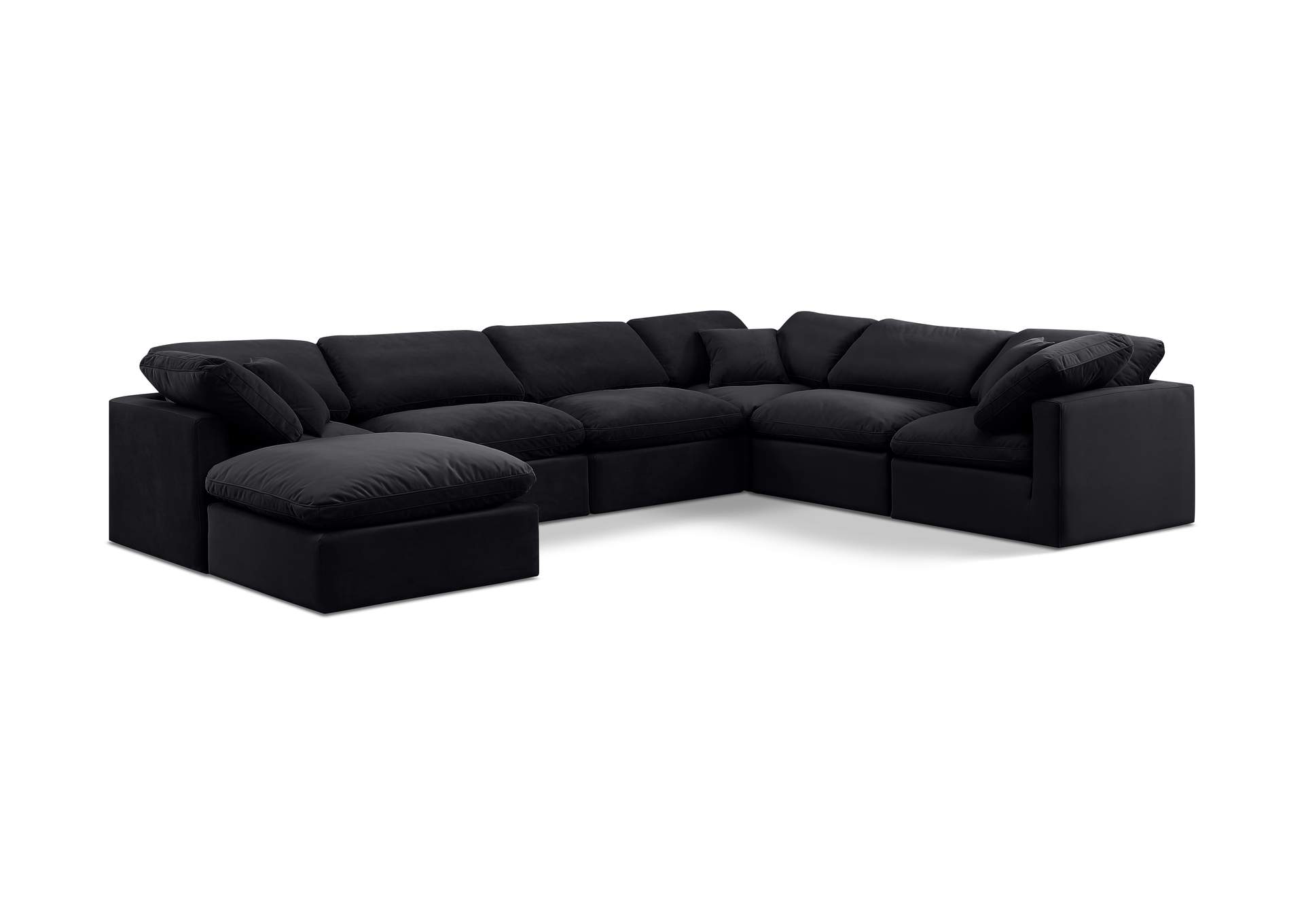 Indulge Black Velvet Modular Sectional,Meridian Furniture