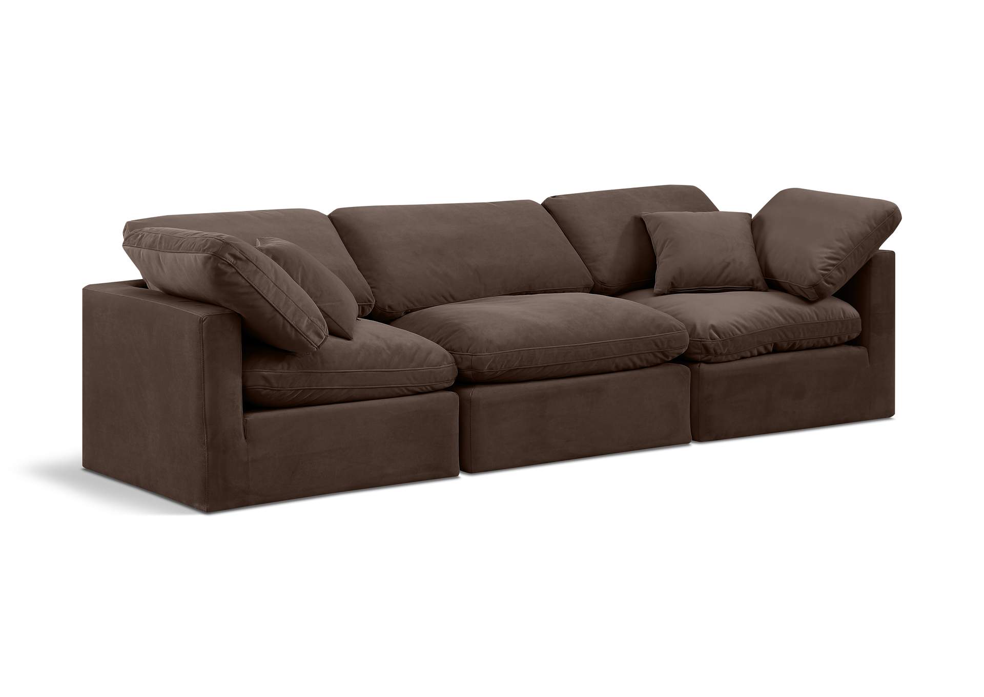 Indulge Brown Velvet Modular Sofa,Meridian Furniture