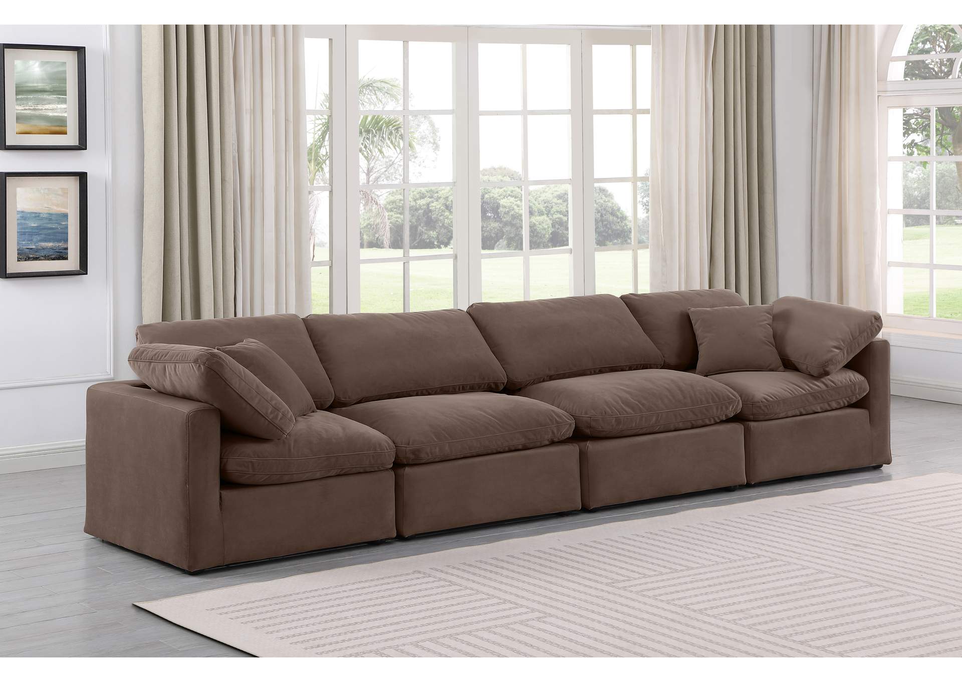 Indulge Brown Velvet Modular Sofa,Meridian Furniture