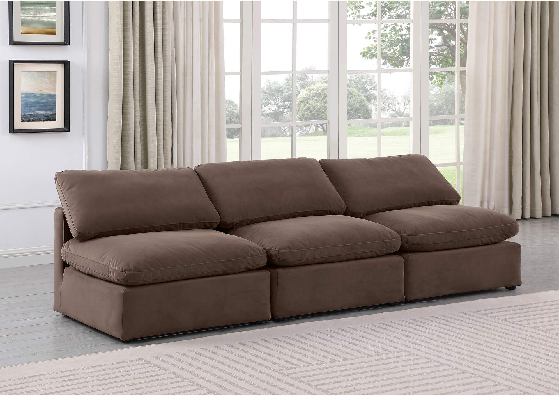 Indulge Brown Velvet Modular Sofa,Meridian Furniture