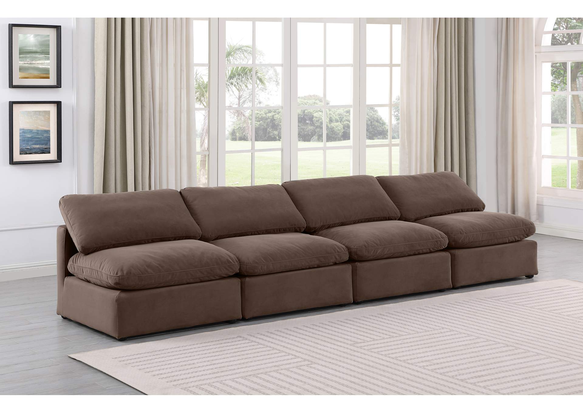Indulge Brown Velvet Modular Sofa,Meridian Furniture