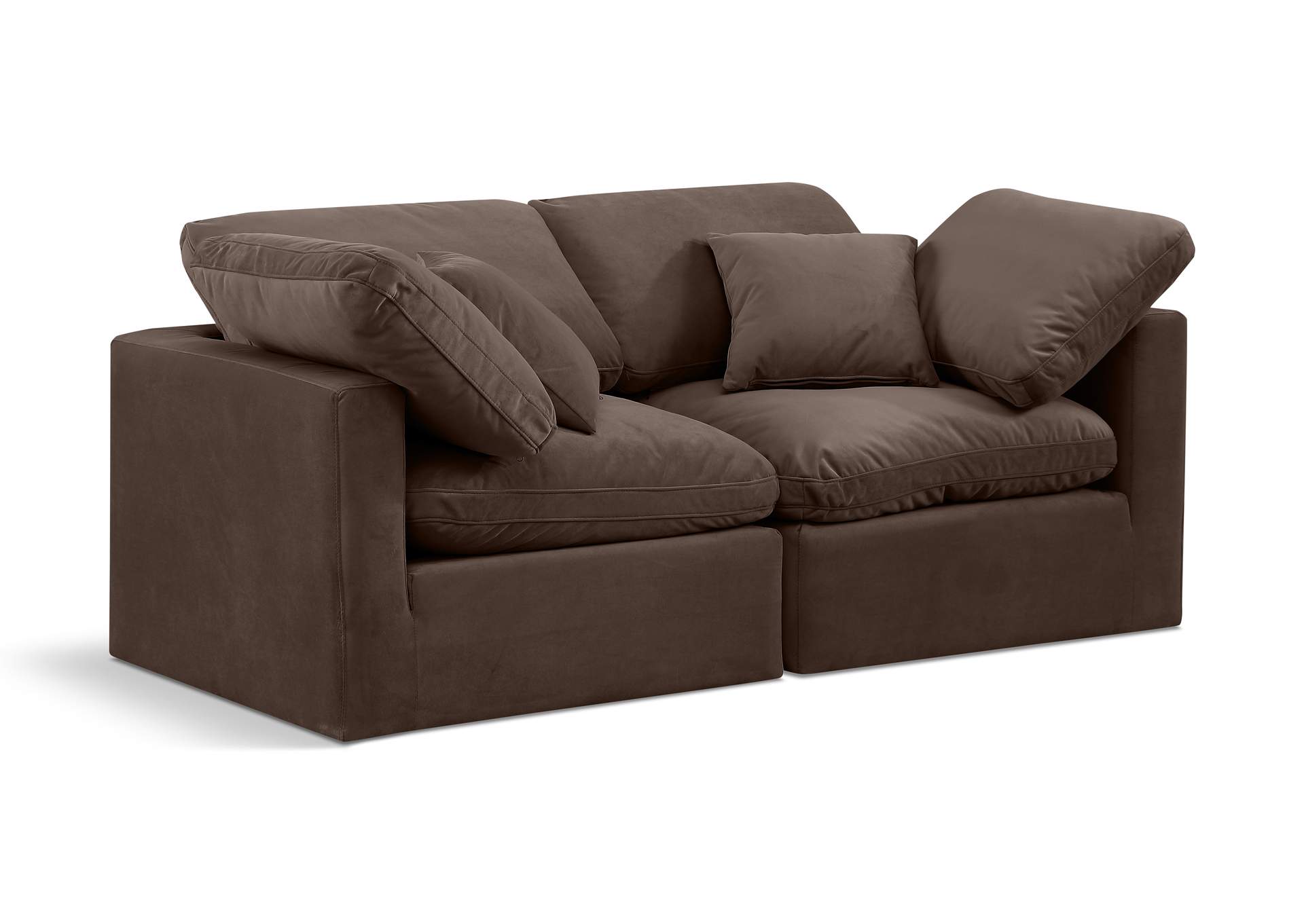 Indulge Brown Velvet Modular Sofa,Meridian Furniture