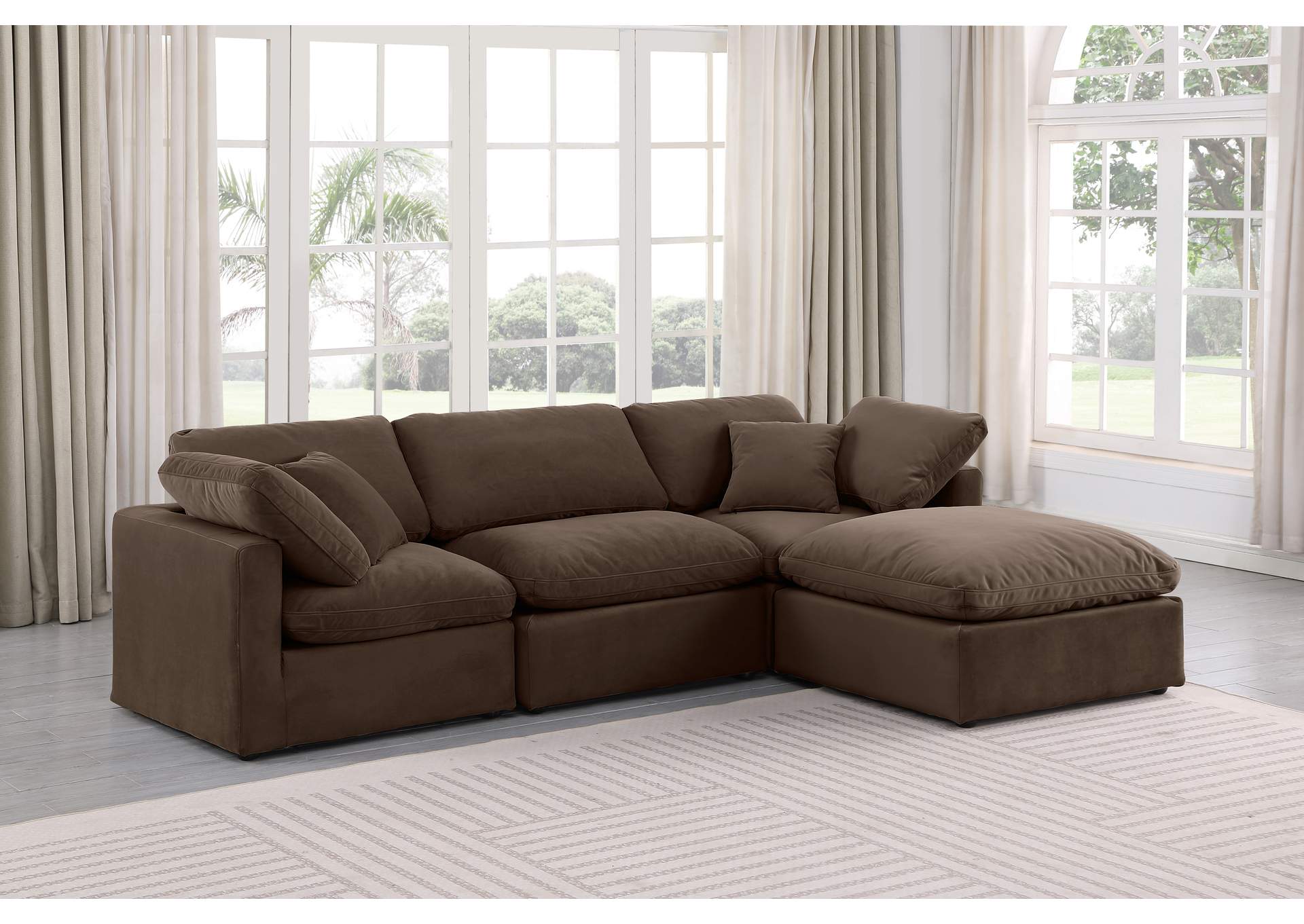 Indulge Brown Velvet Modular Sectional,Meridian Furniture