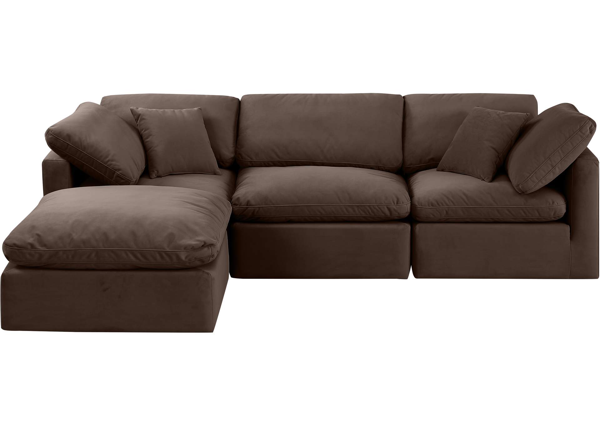 Indulge Brown Velvet Modular Sectional,Meridian Furniture