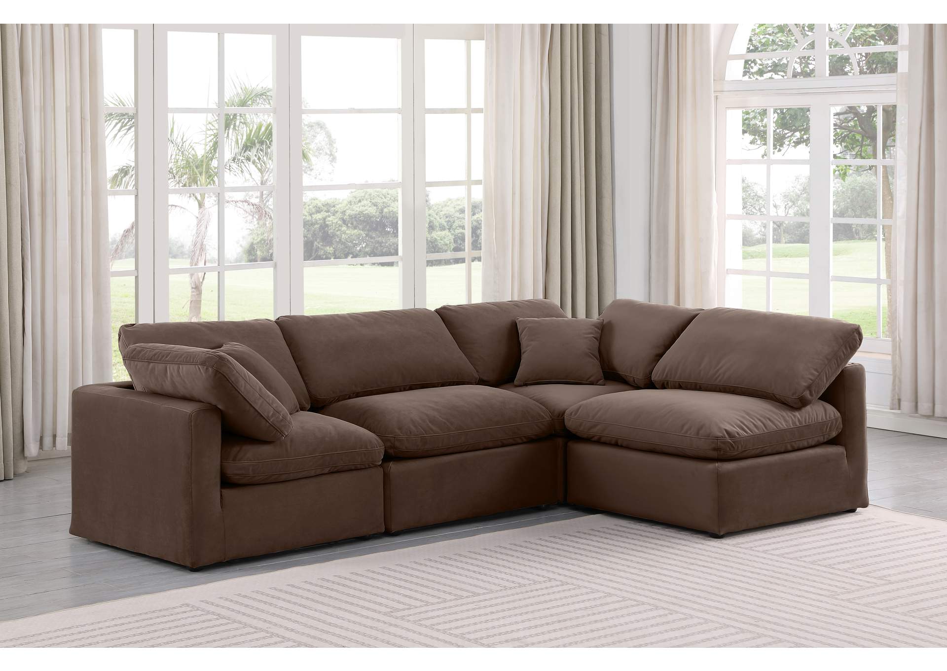 Indulge Brown Velvet Modular Sectional,Meridian Furniture