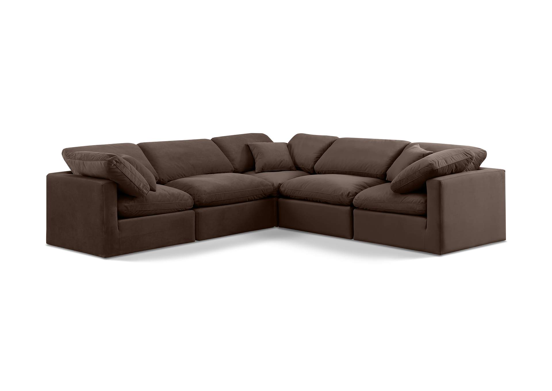 Indulge Brown Velvet Modular Sectional,Meridian Furniture